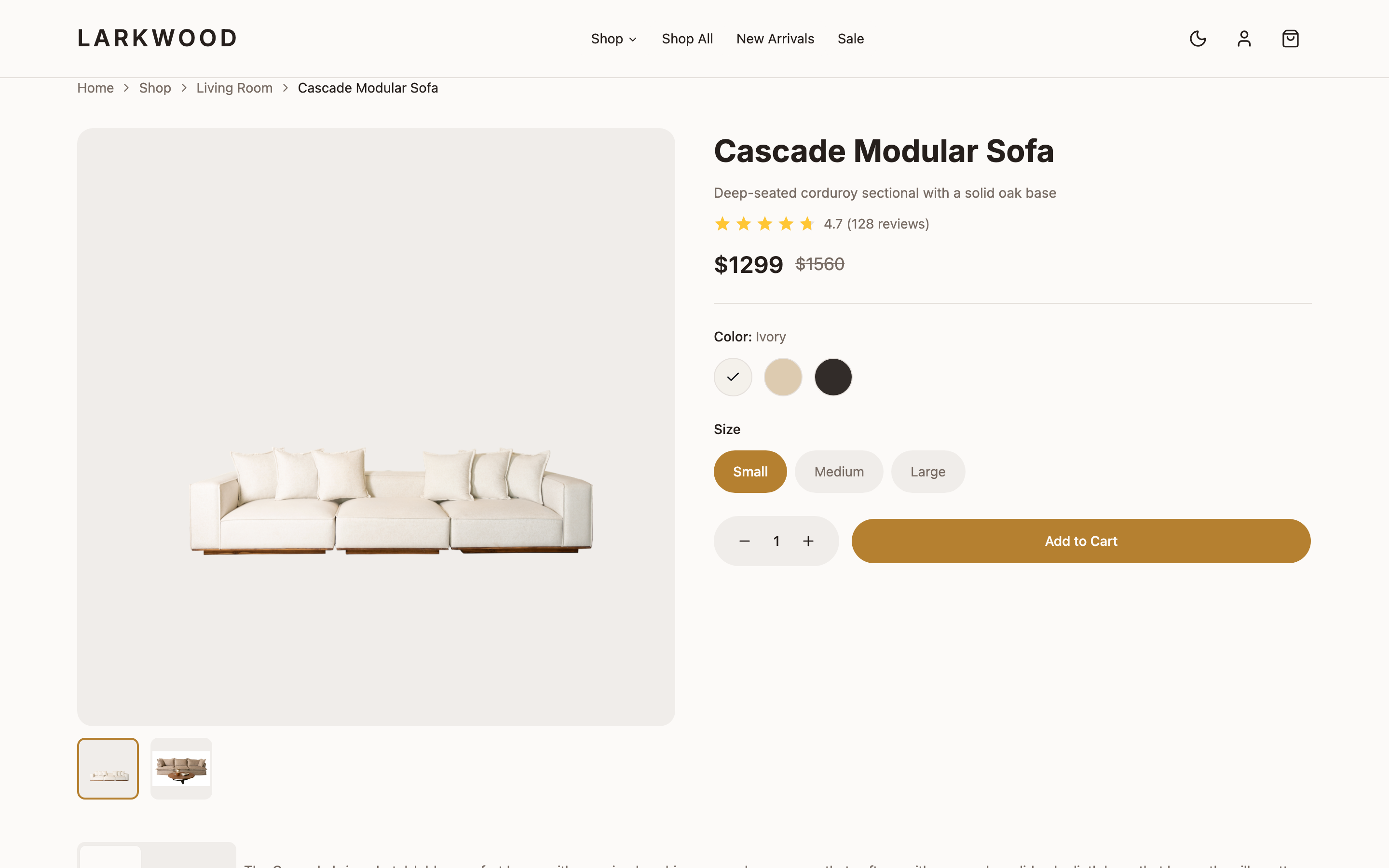 Larkwood Furniture web app template preview 2