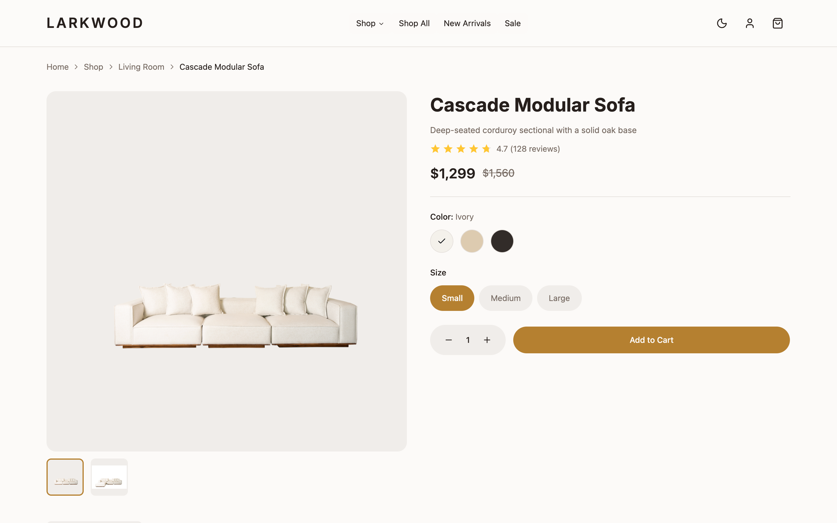 Larkwood Furniture web app template preview 2