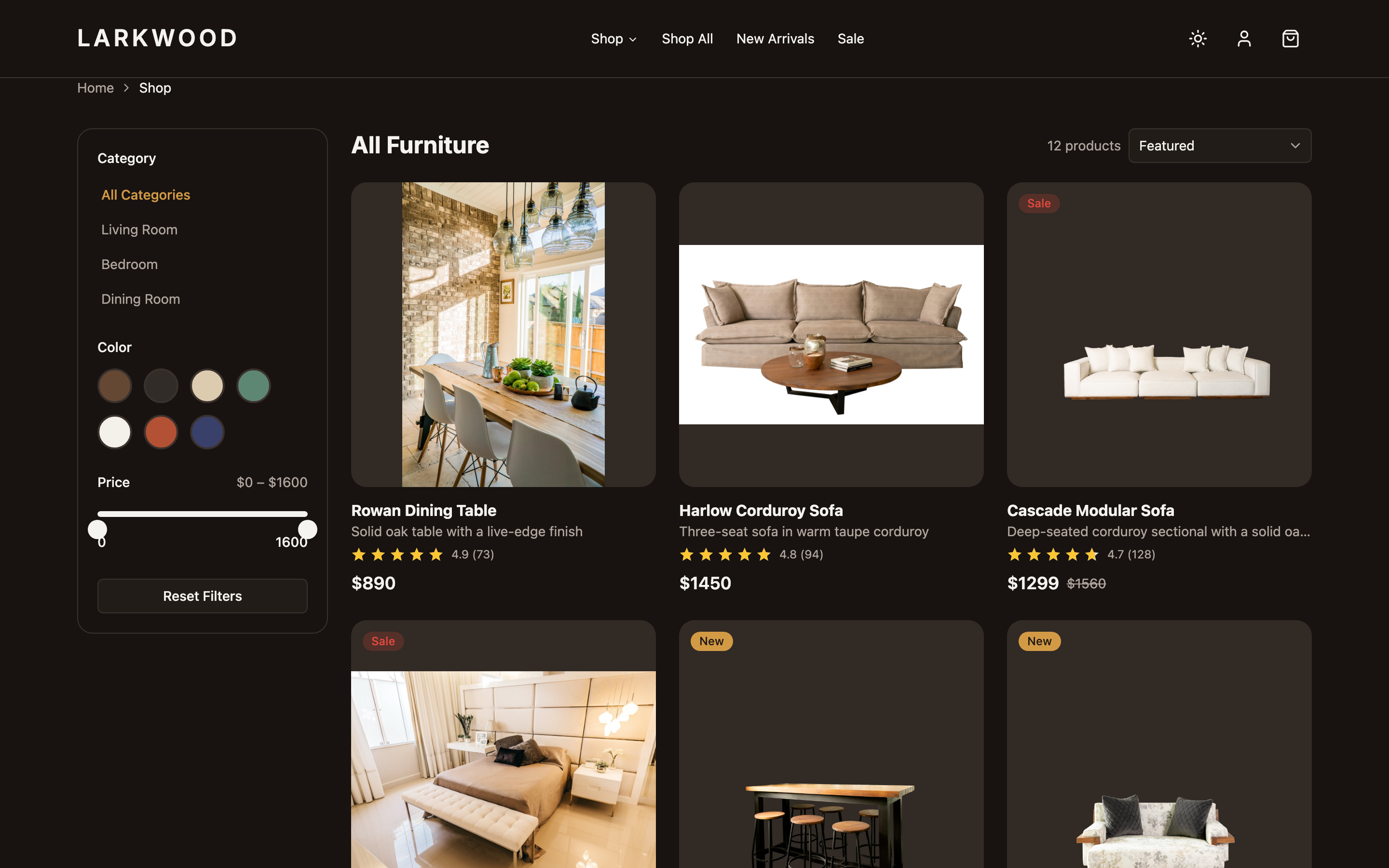 Larkwood Furniture web app template preview 7