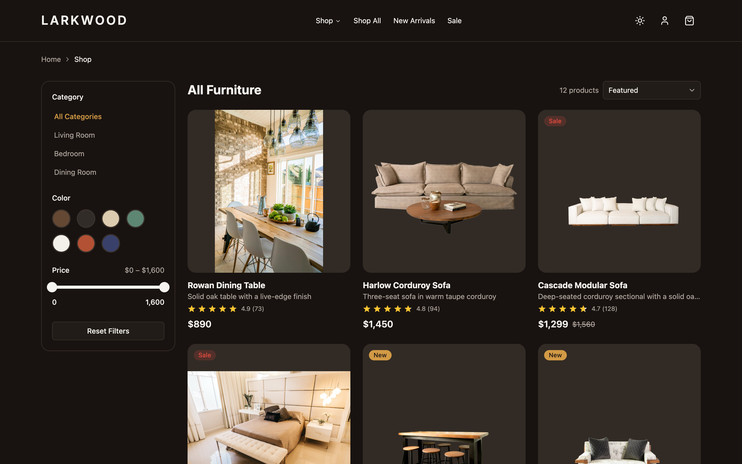 Larkwood Furniture web app template preview 7