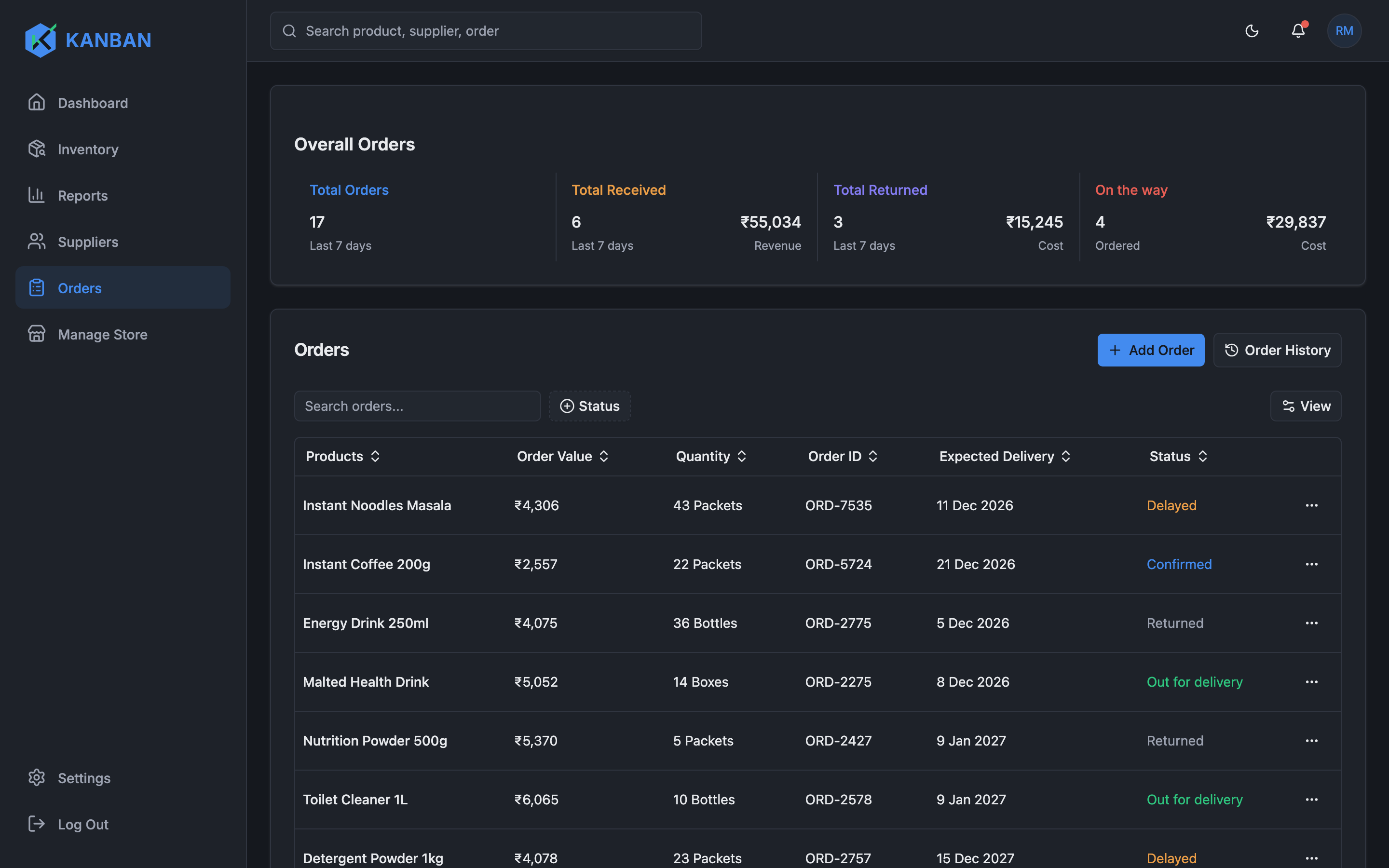 Kanban Inventory web app template preview 6