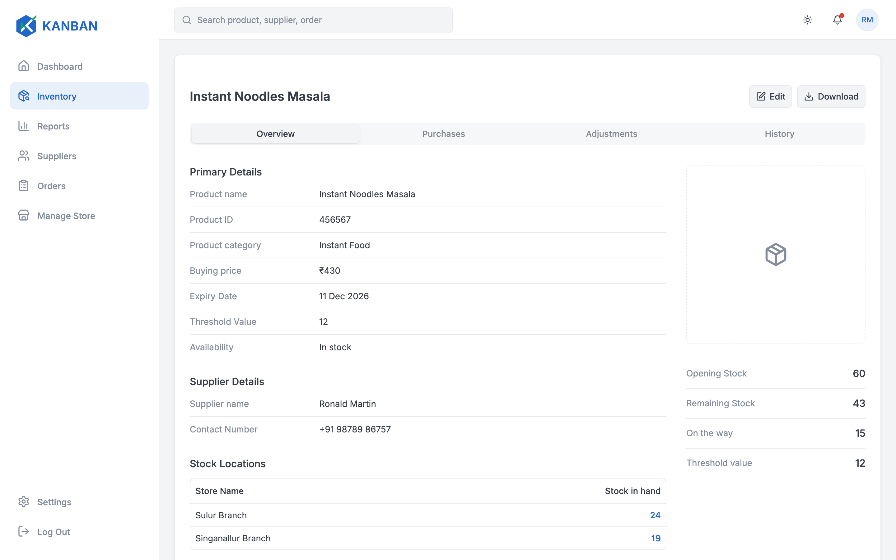 Kanban Inventory web app template preview 2
