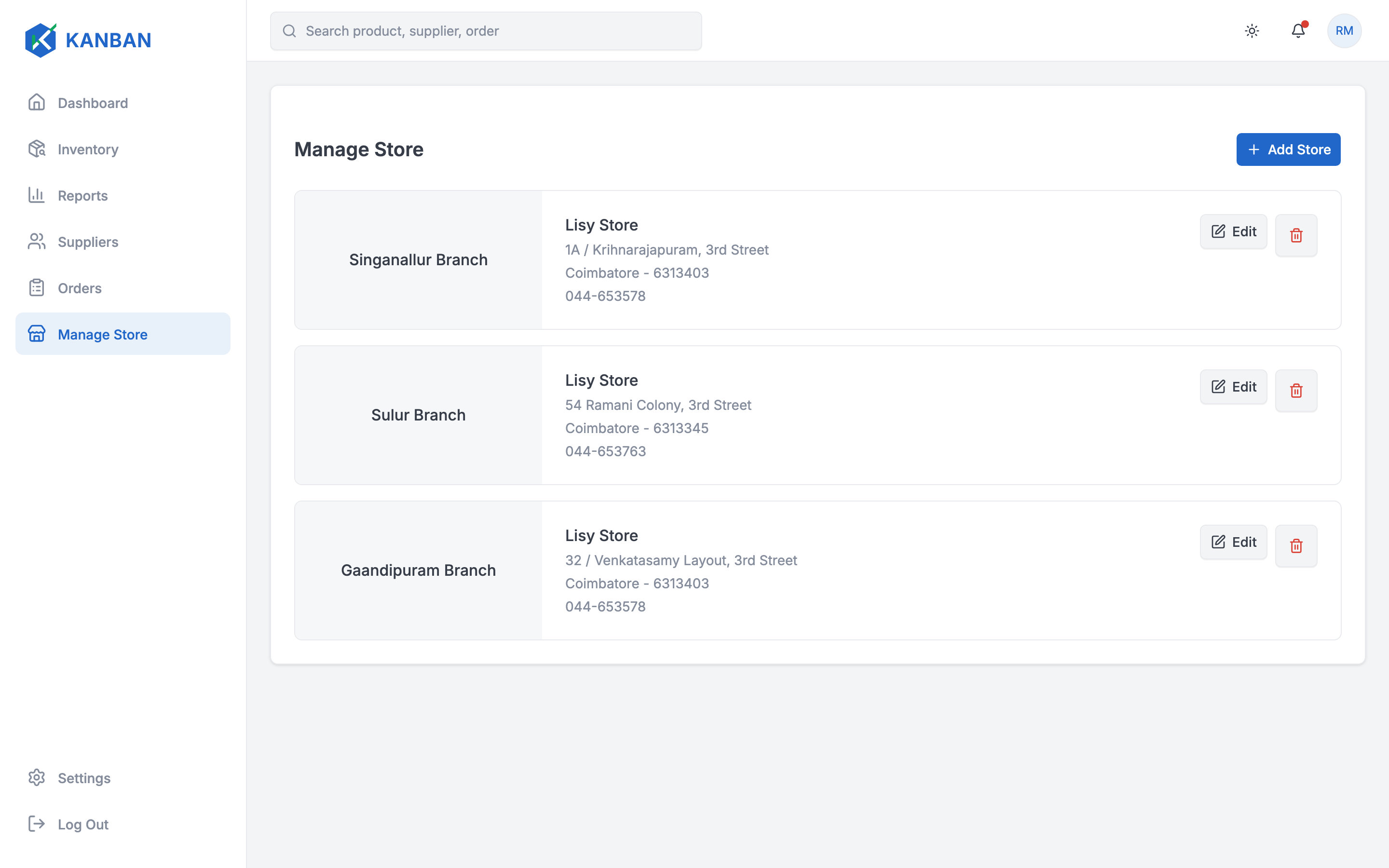 Kanban Inventory web app template preview 4