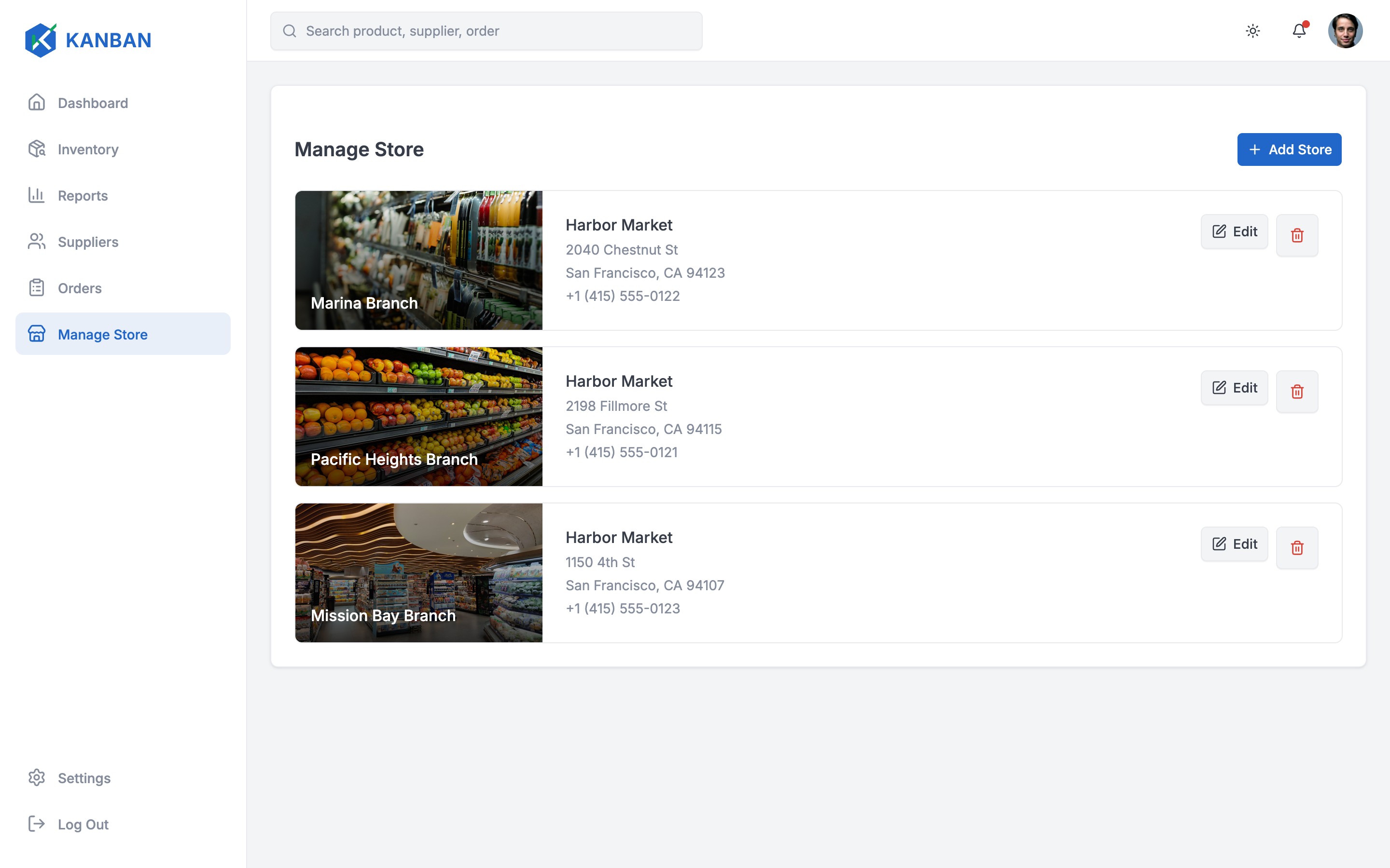 Kanban Inventory web app template preview 4