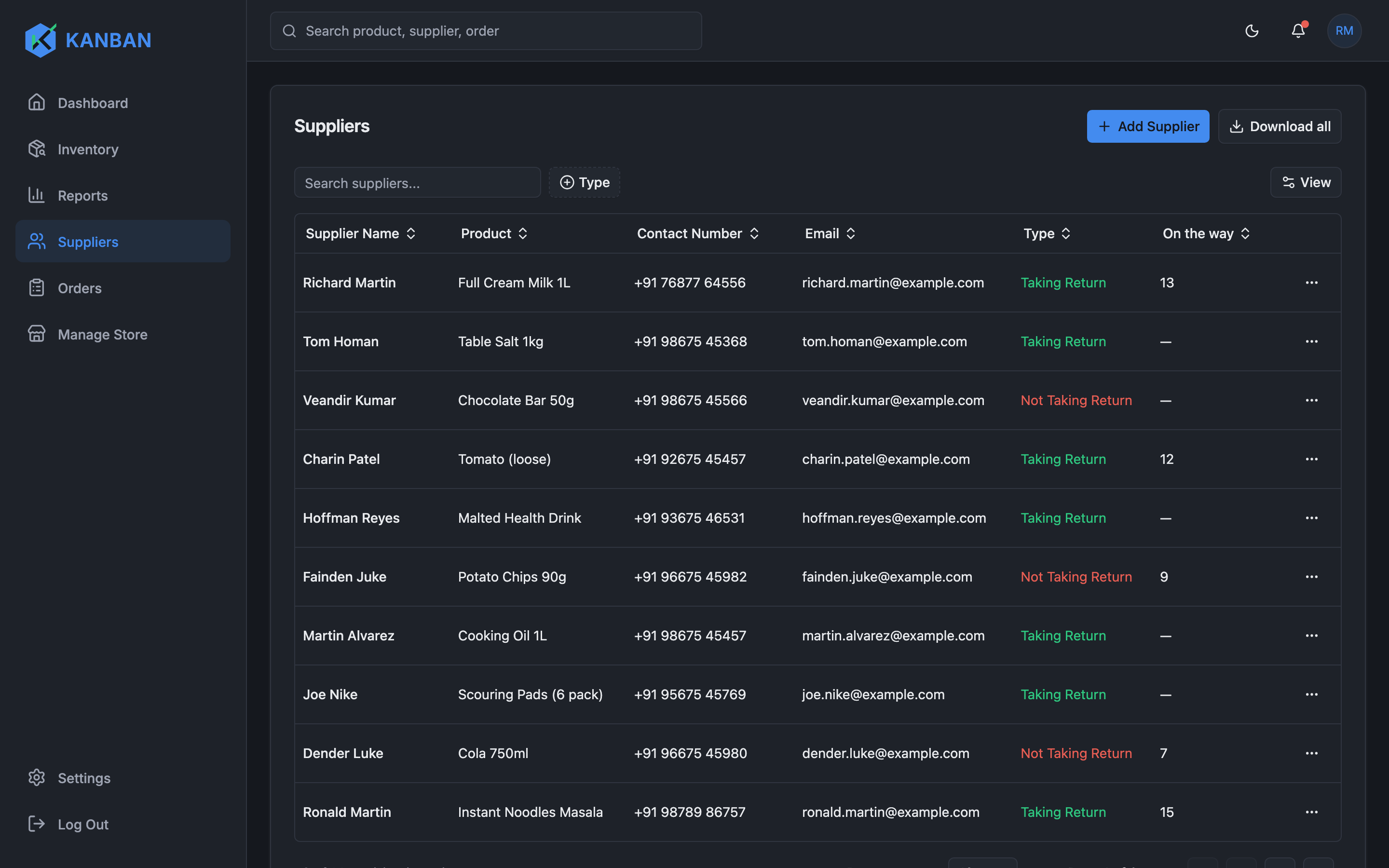 Kanban Inventory web app template preview 8