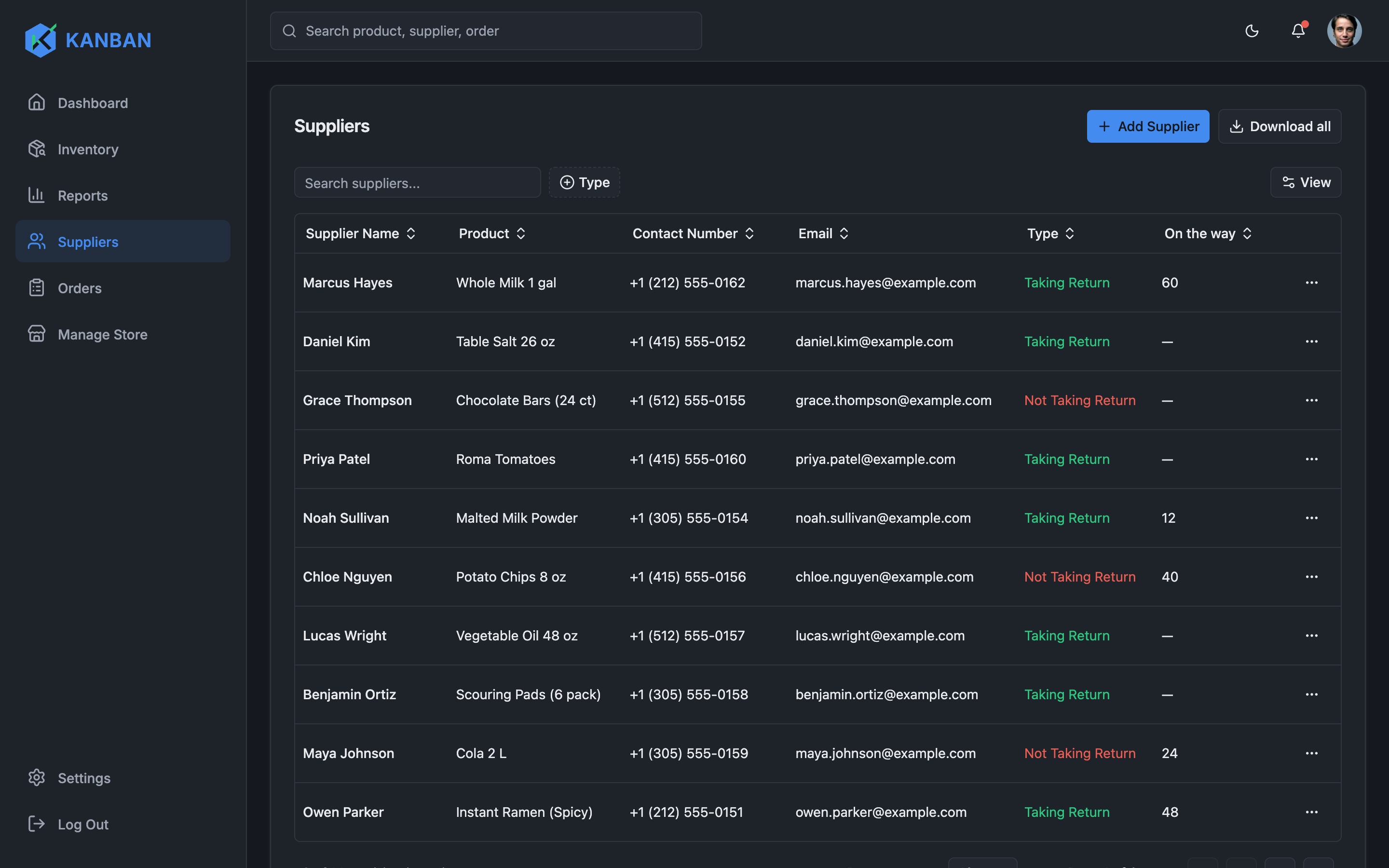 Kanban Inventory web app template preview 8
