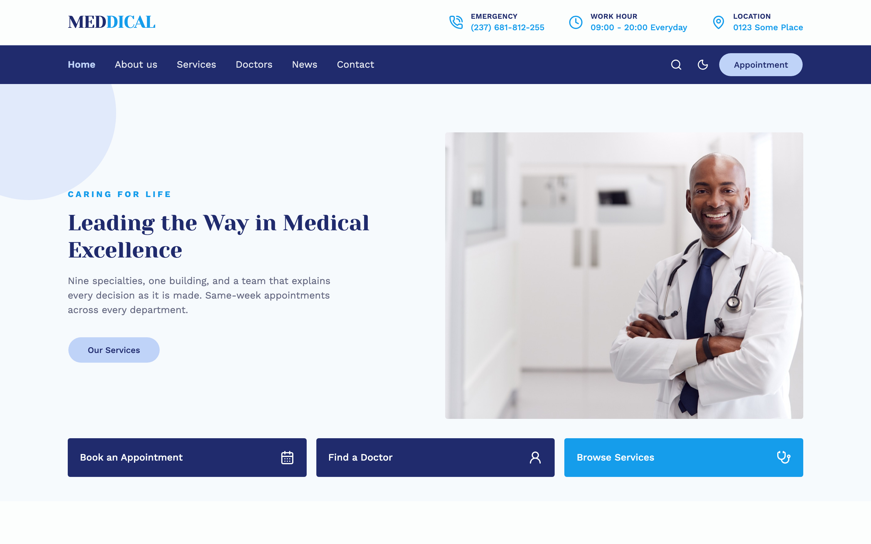 Meddical web app template preview