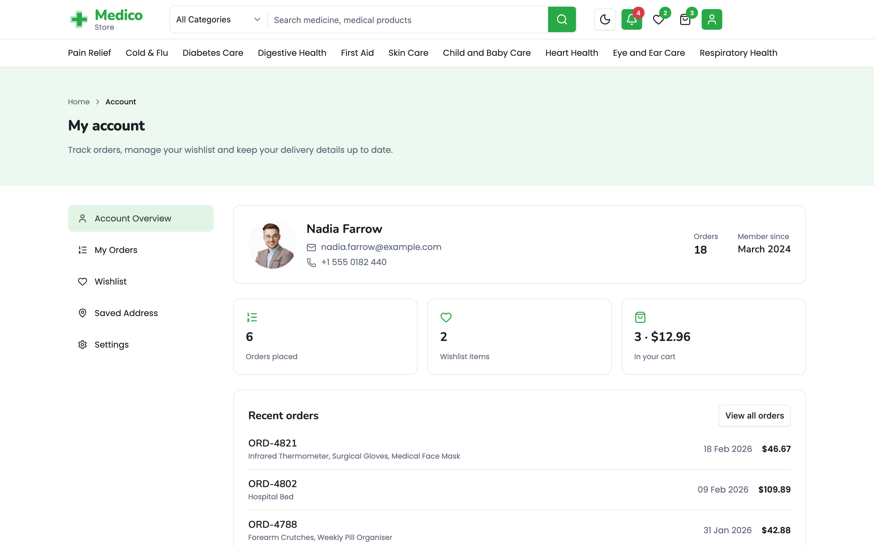 Medico Store web app template preview 2