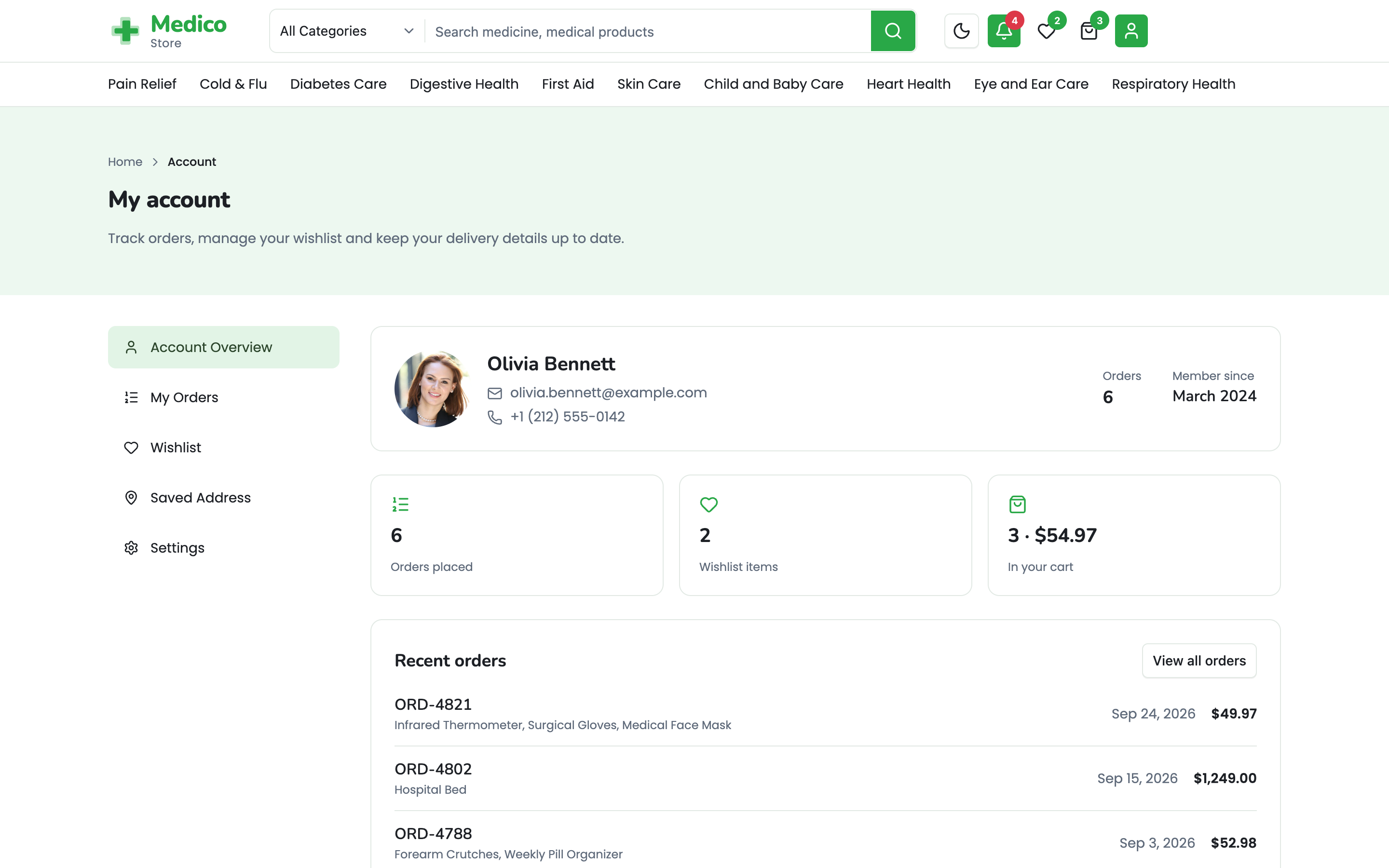 Medico Store web app template preview 2