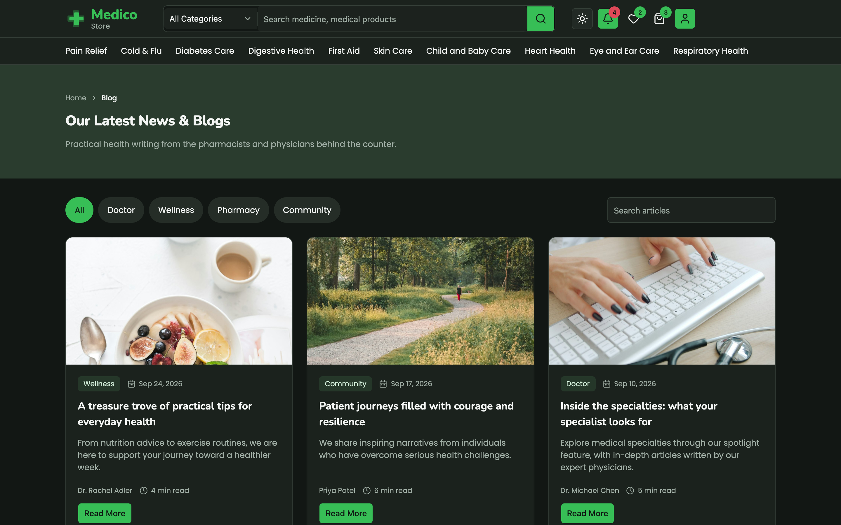 Medico Store web app template preview 5
