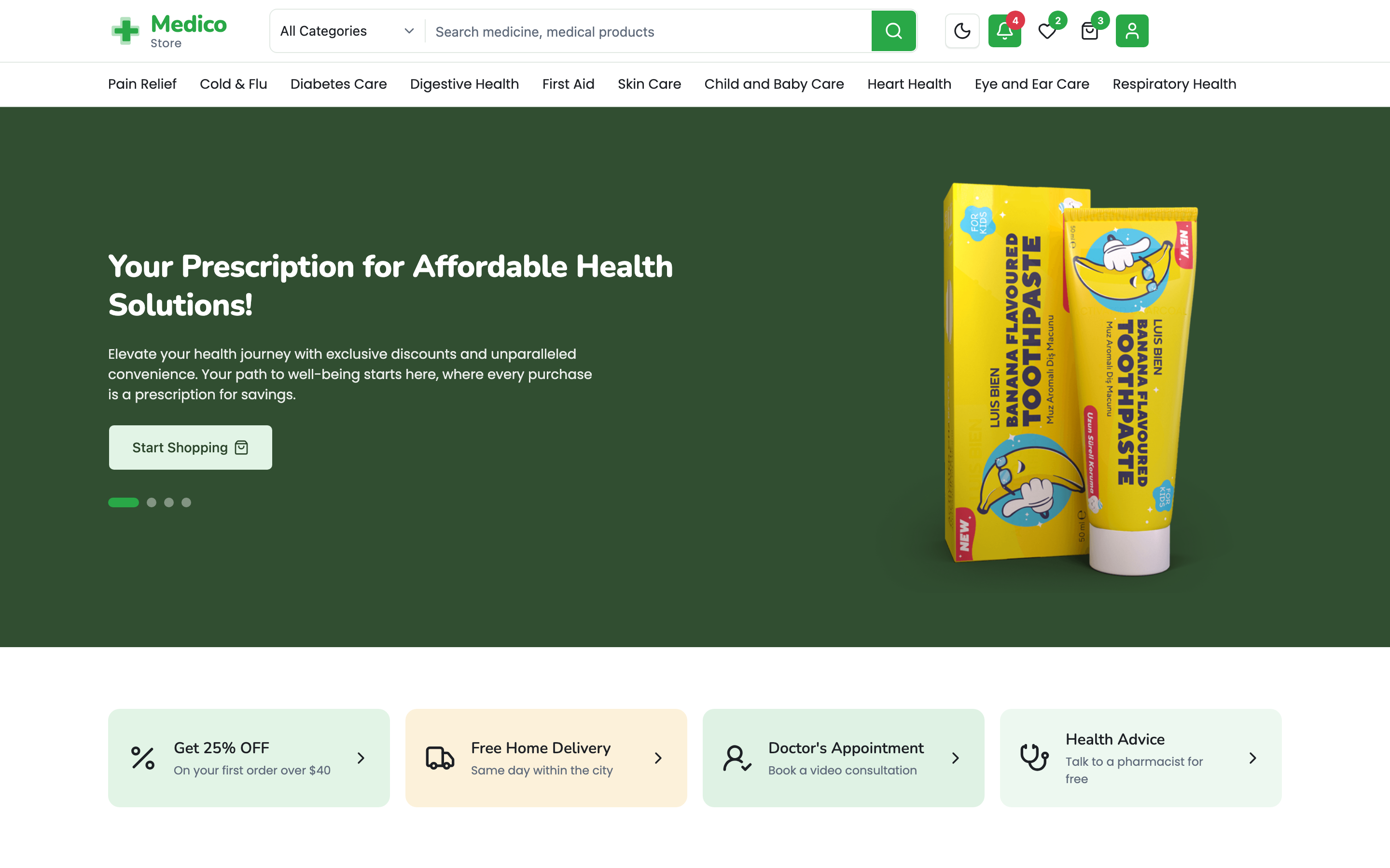 Medico Store web app template preview