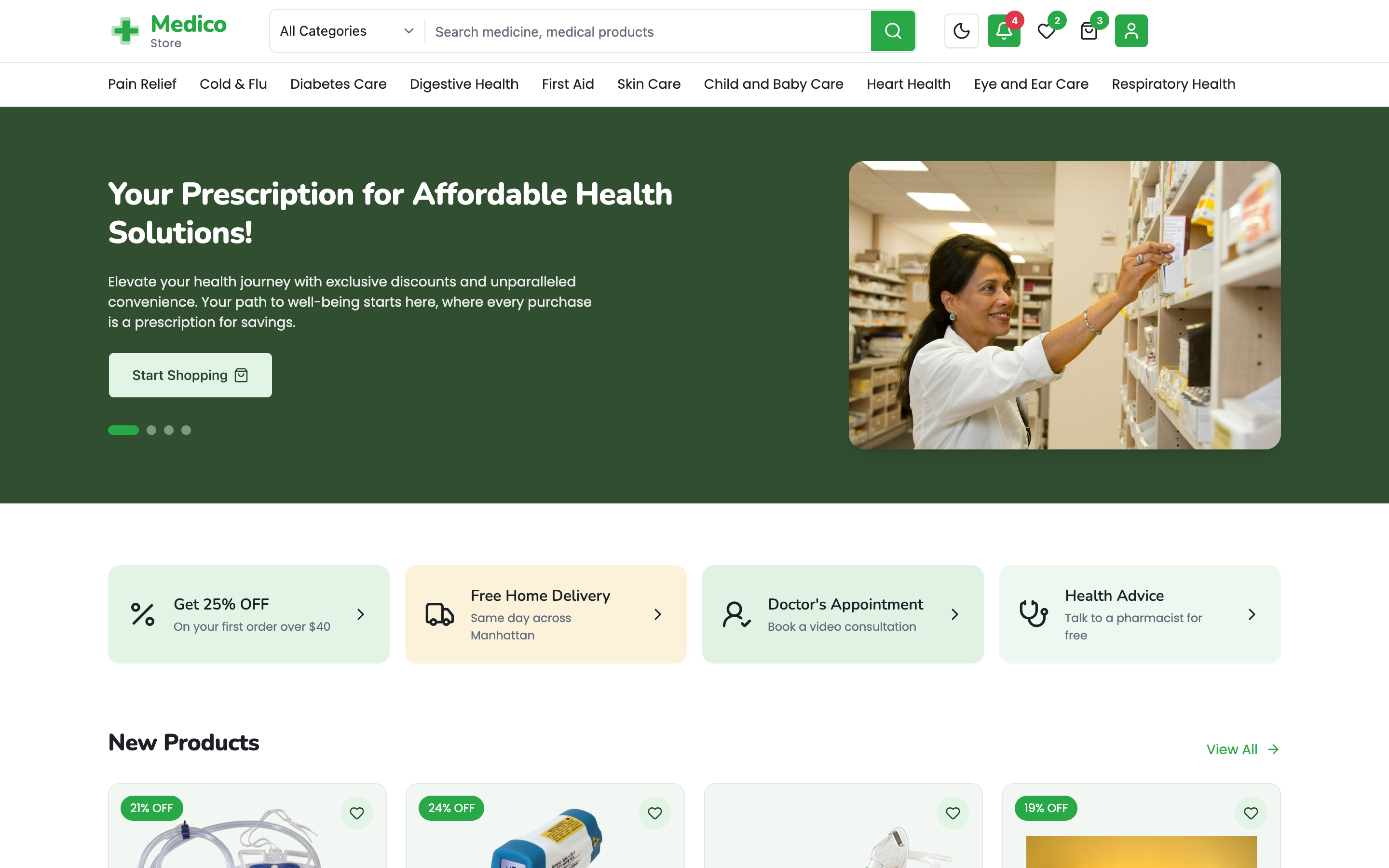 Medico Store web app template preview