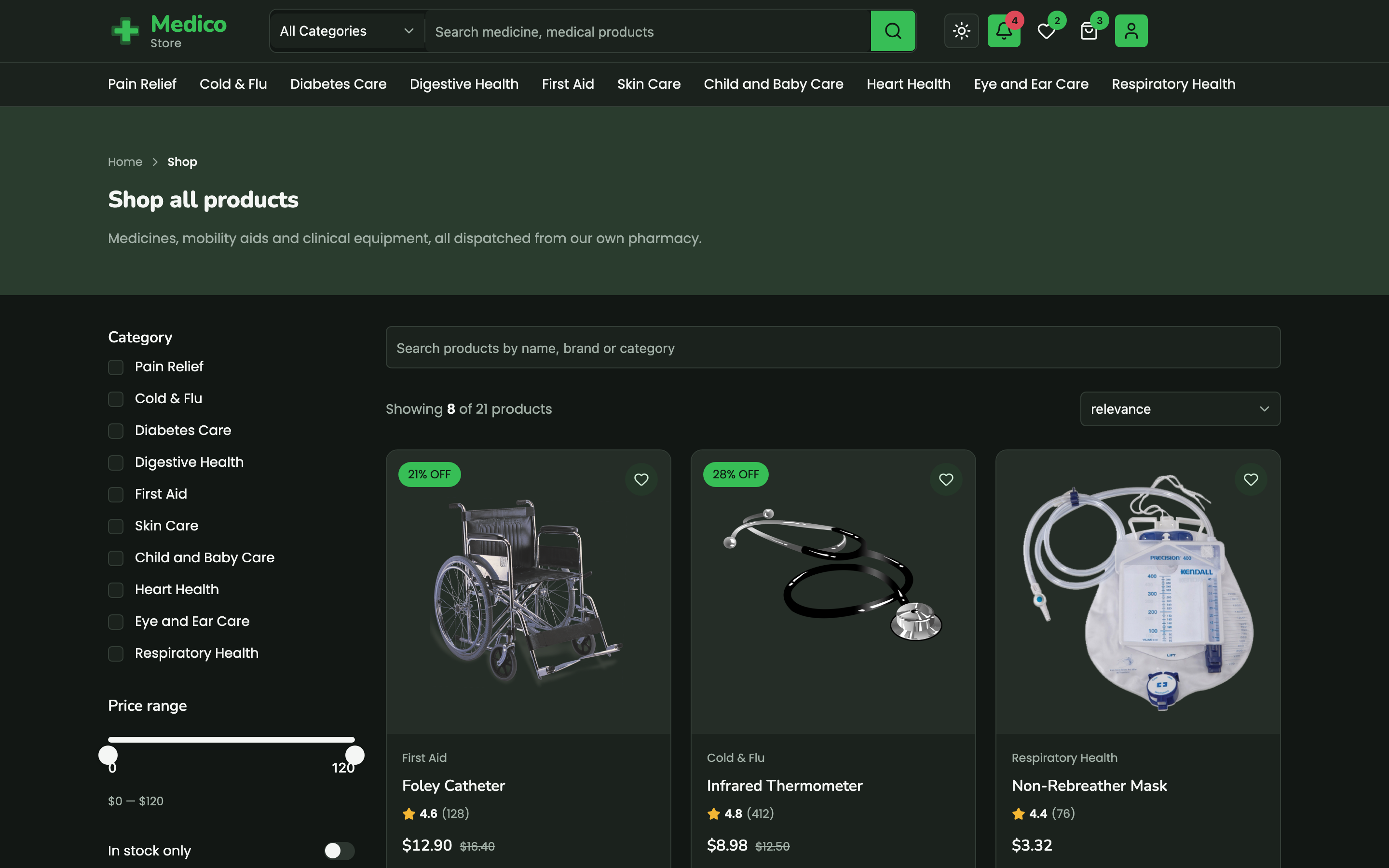 Medico Store web app template preview 8