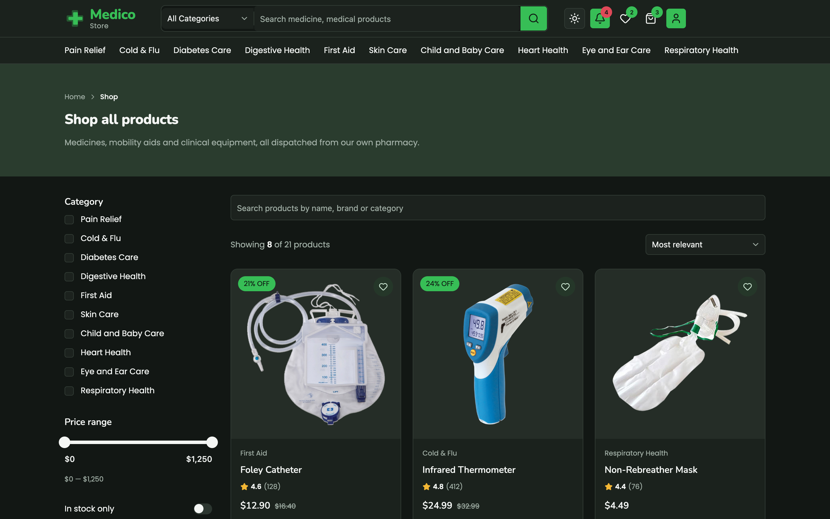 Medico Store web app template preview 8