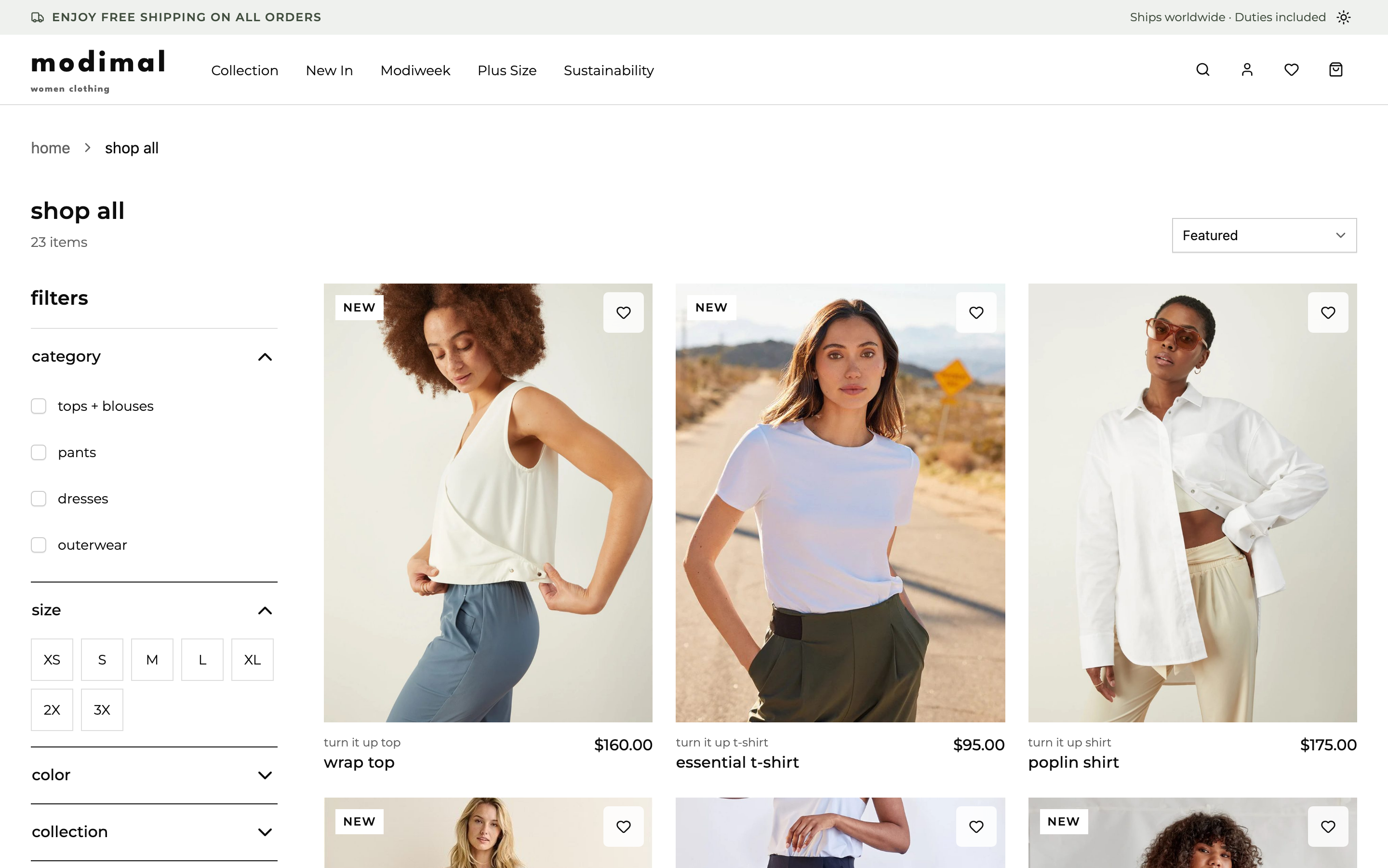 Modimal — Women Clothing web app template preview 3
