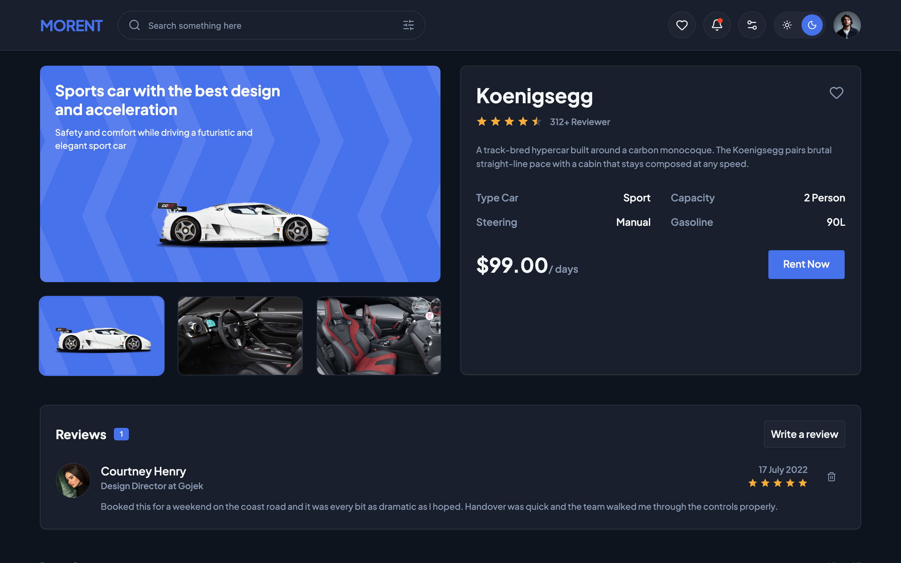 Morent web app template preview 4