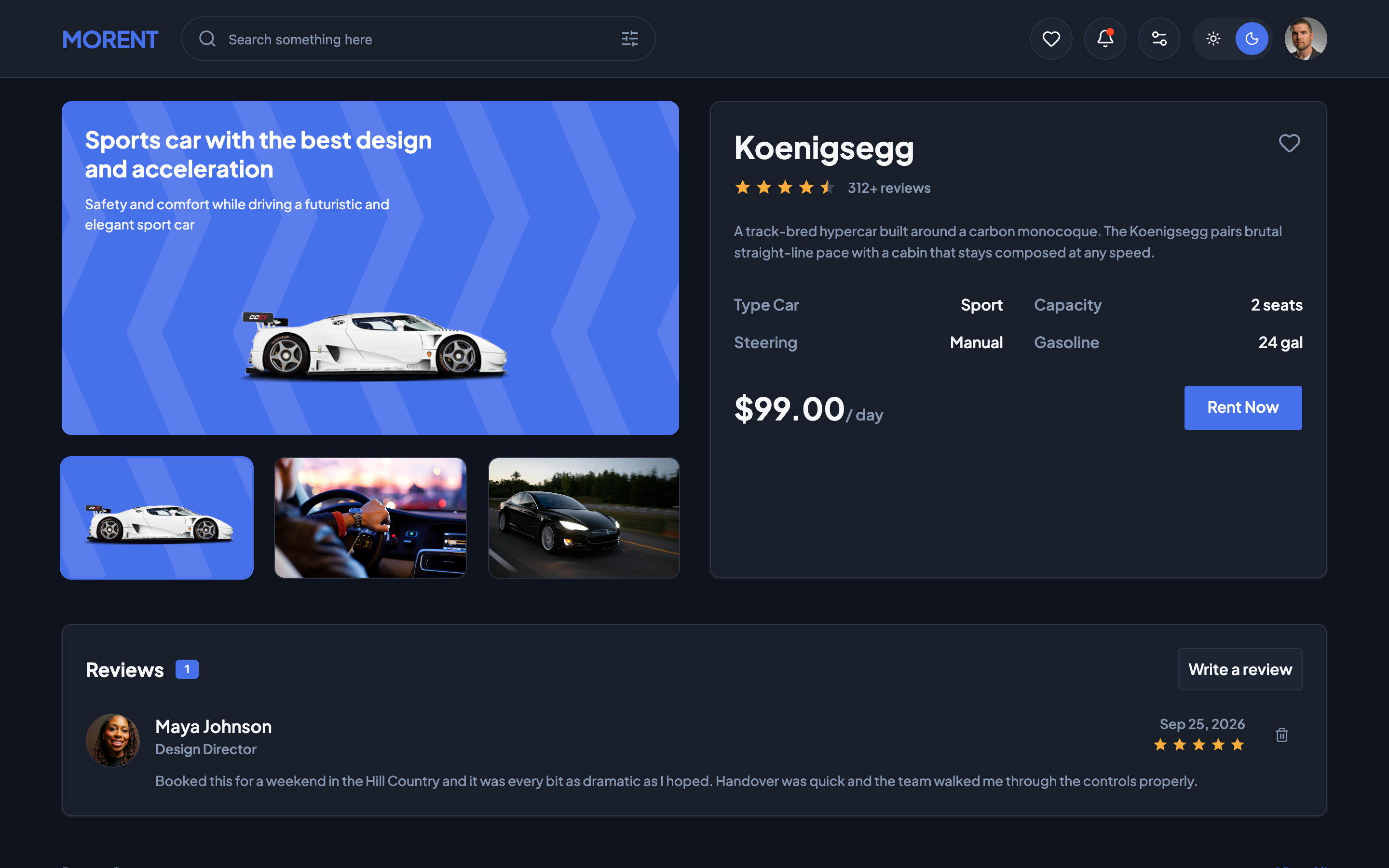 Morent web app template preview 4