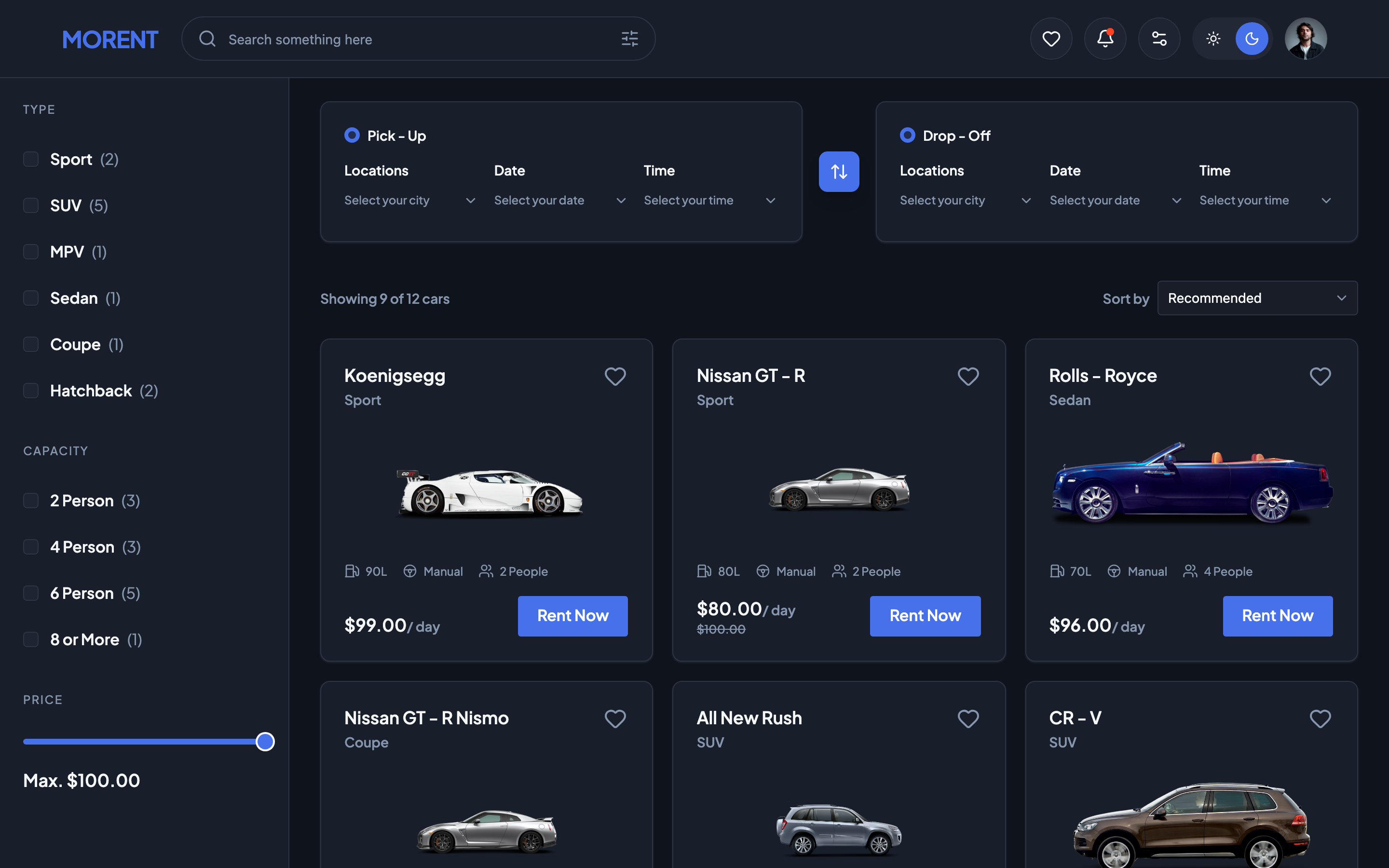 Morent web app template preview 5