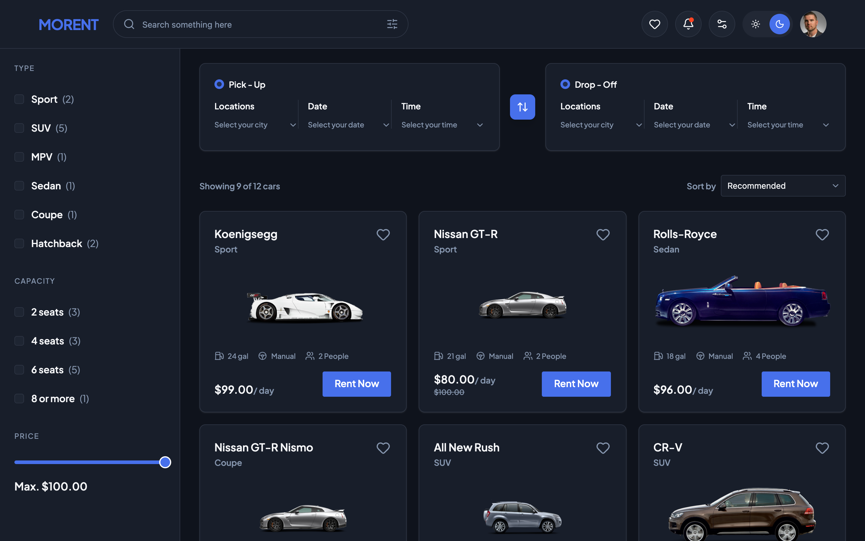 Morent web app template preview 5