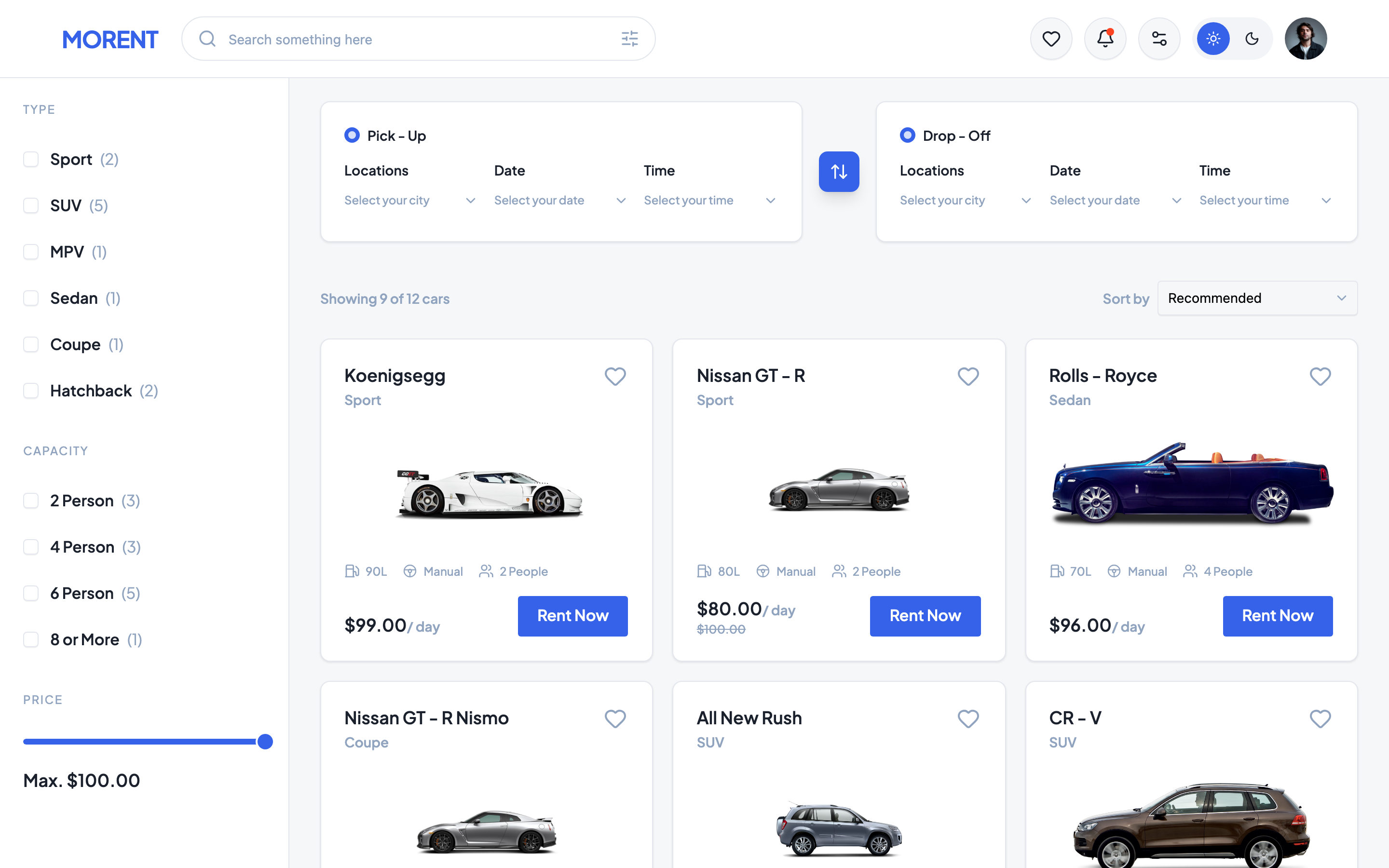 Morent web app template preview 2