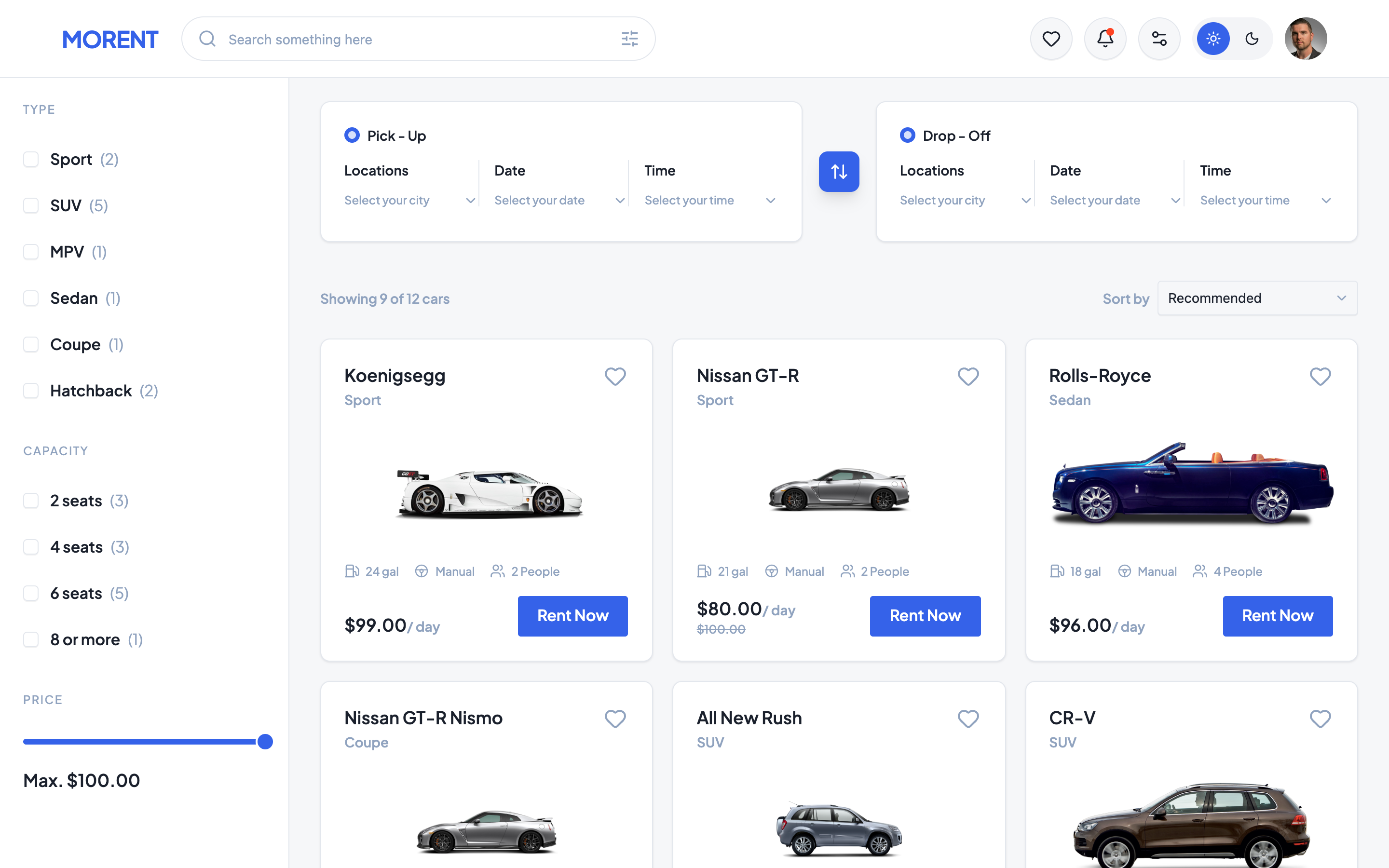 Morent web app template preview 2
