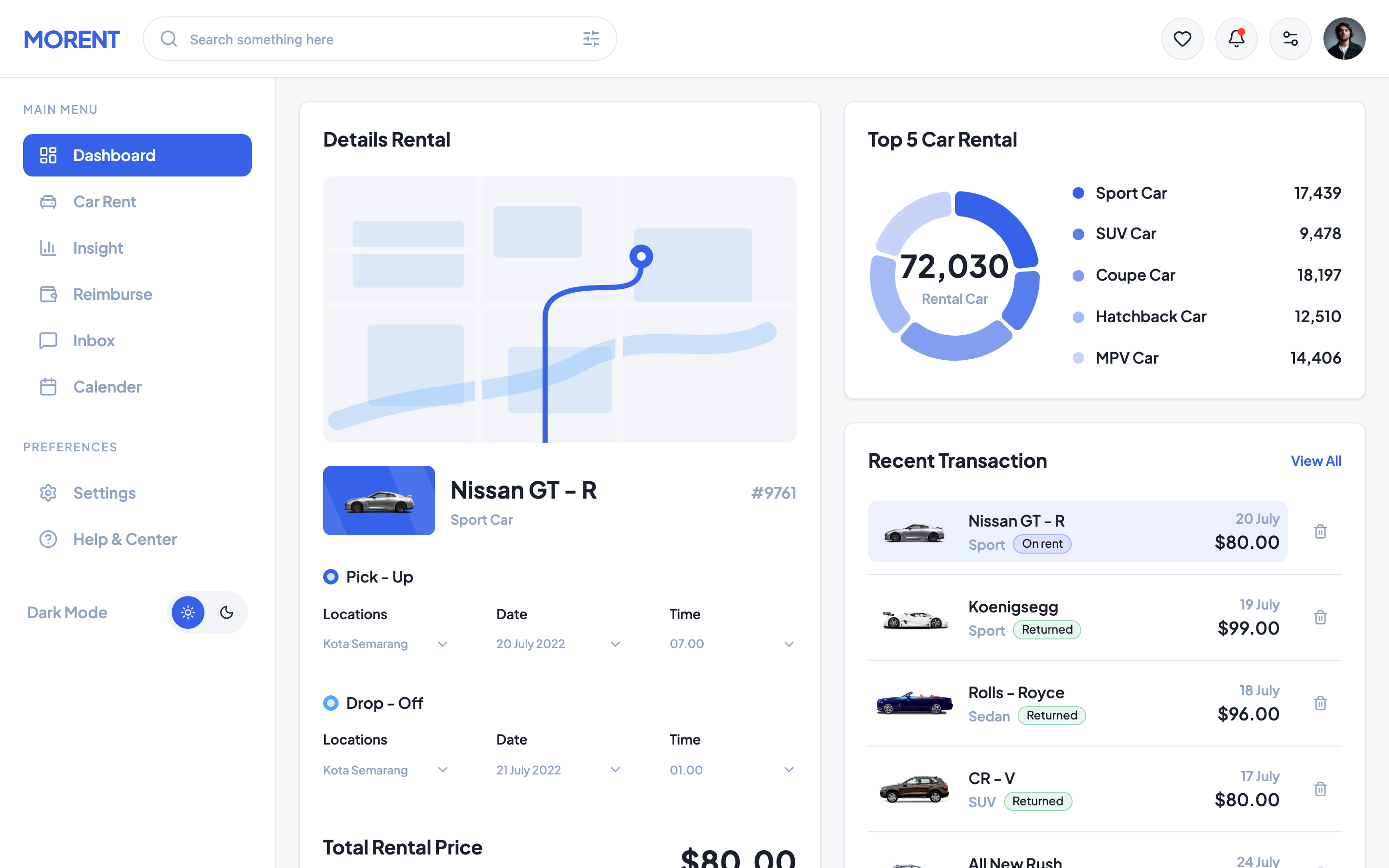 Morent web app template preview 3