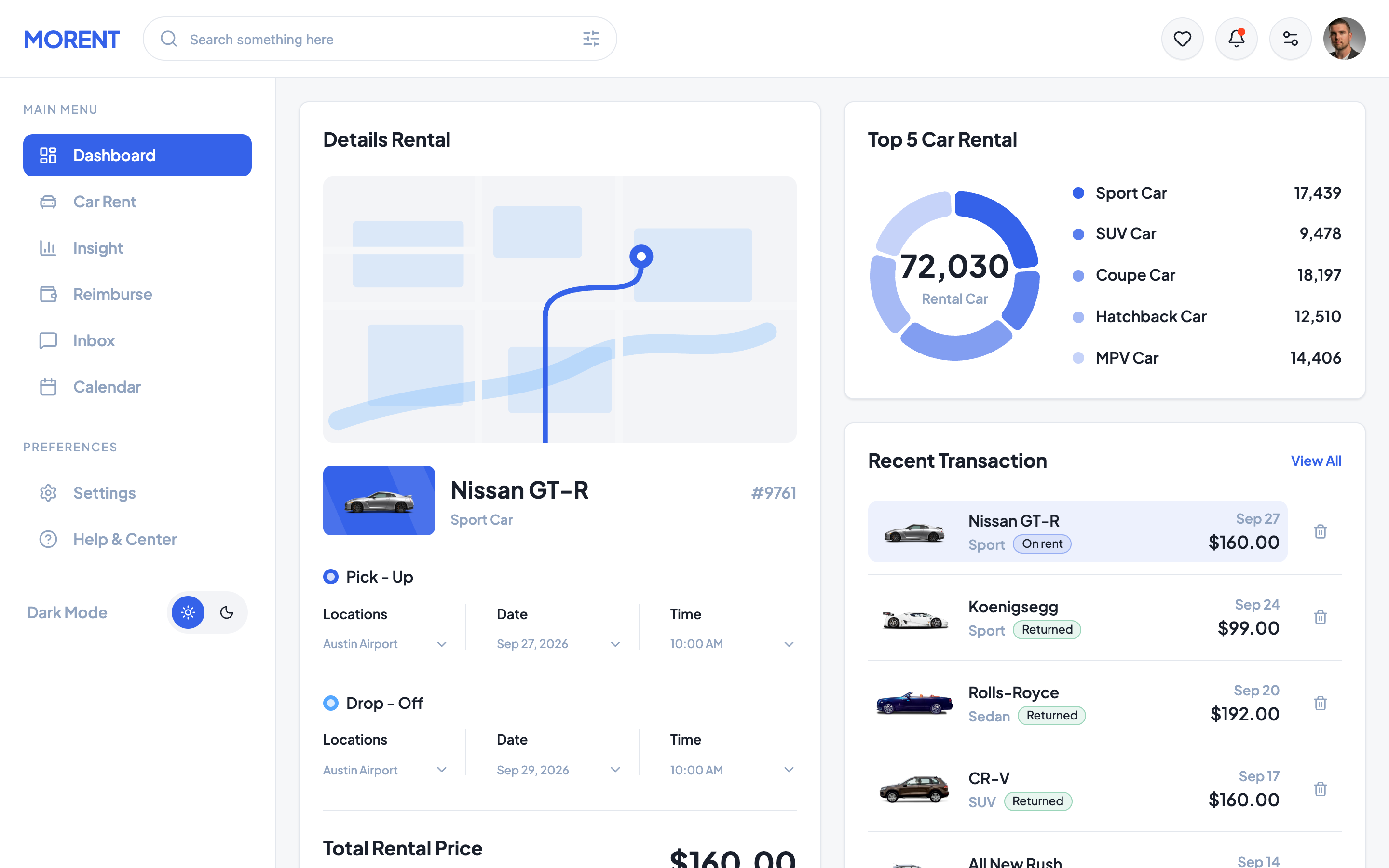 Morent web app template preview 3