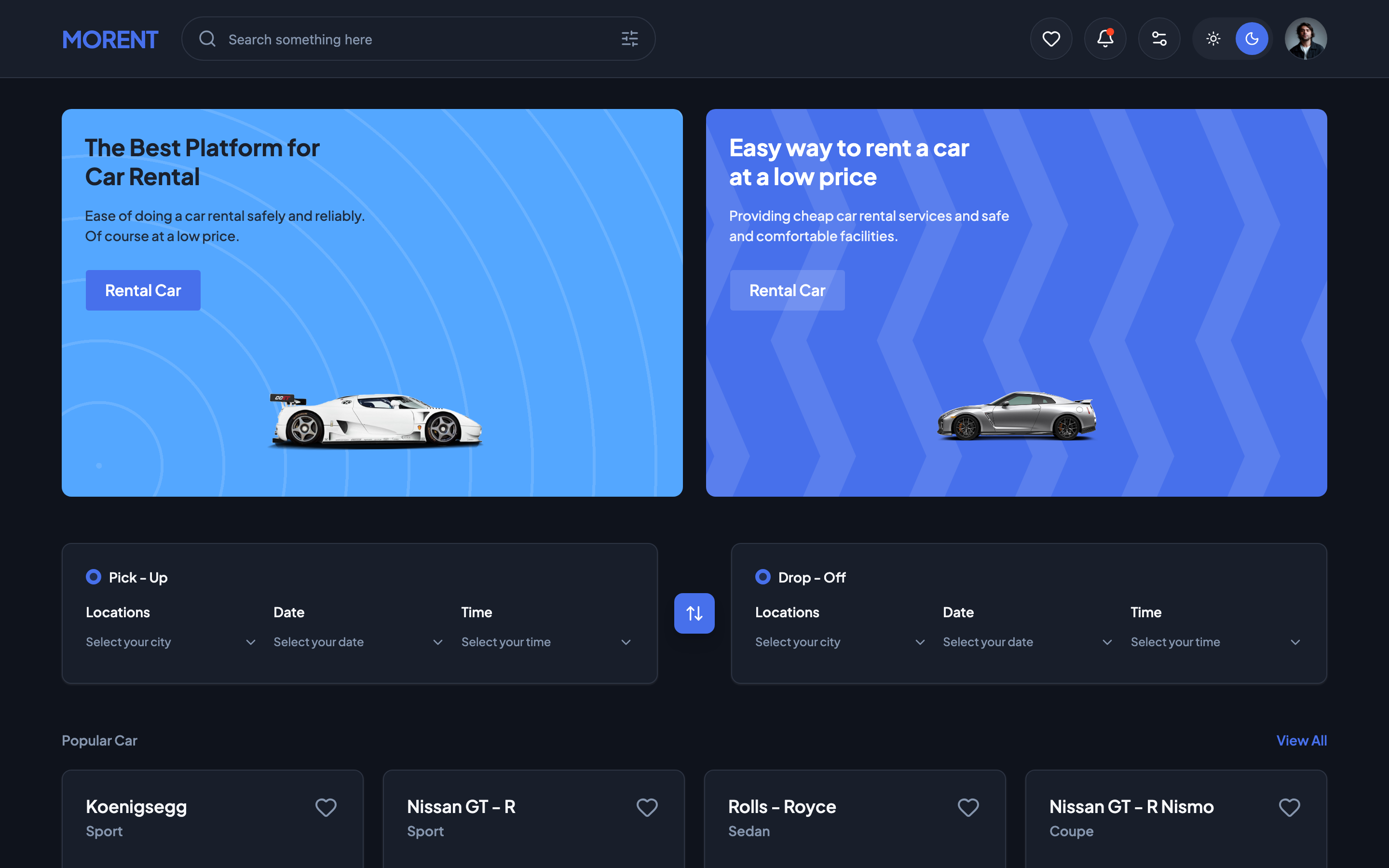 Morent web app template preview 6