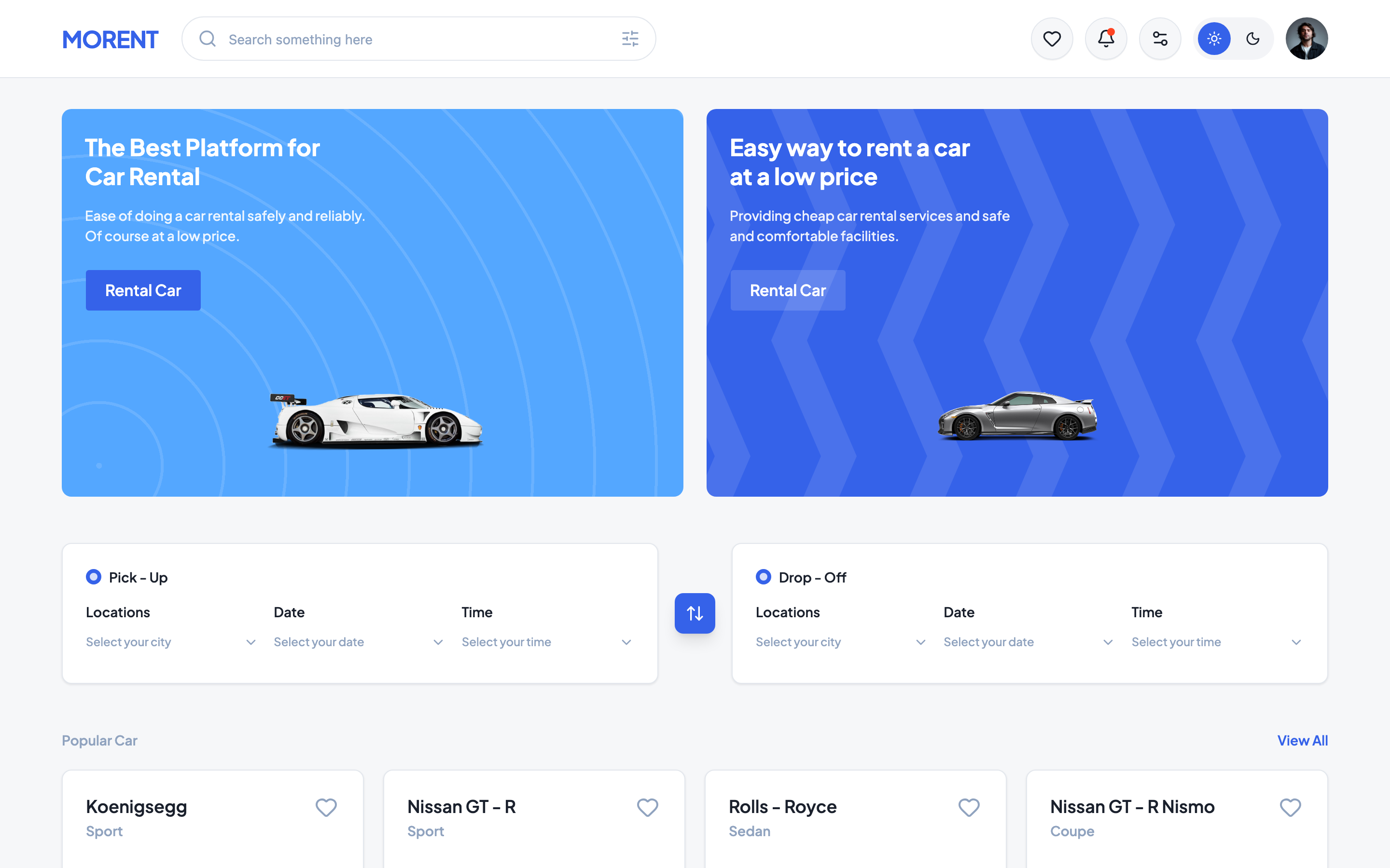Morent web app template preview