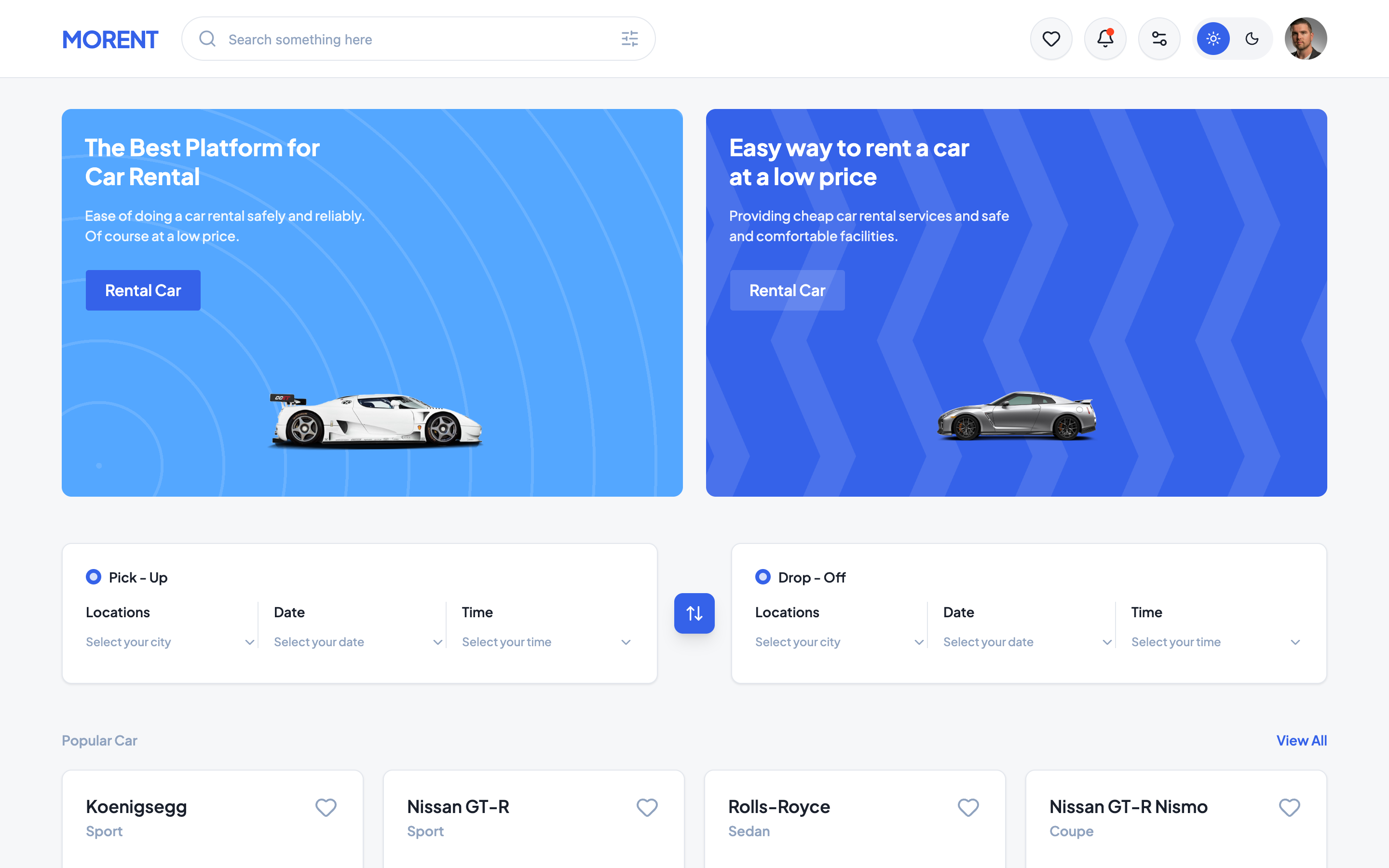 Morent web app template preview