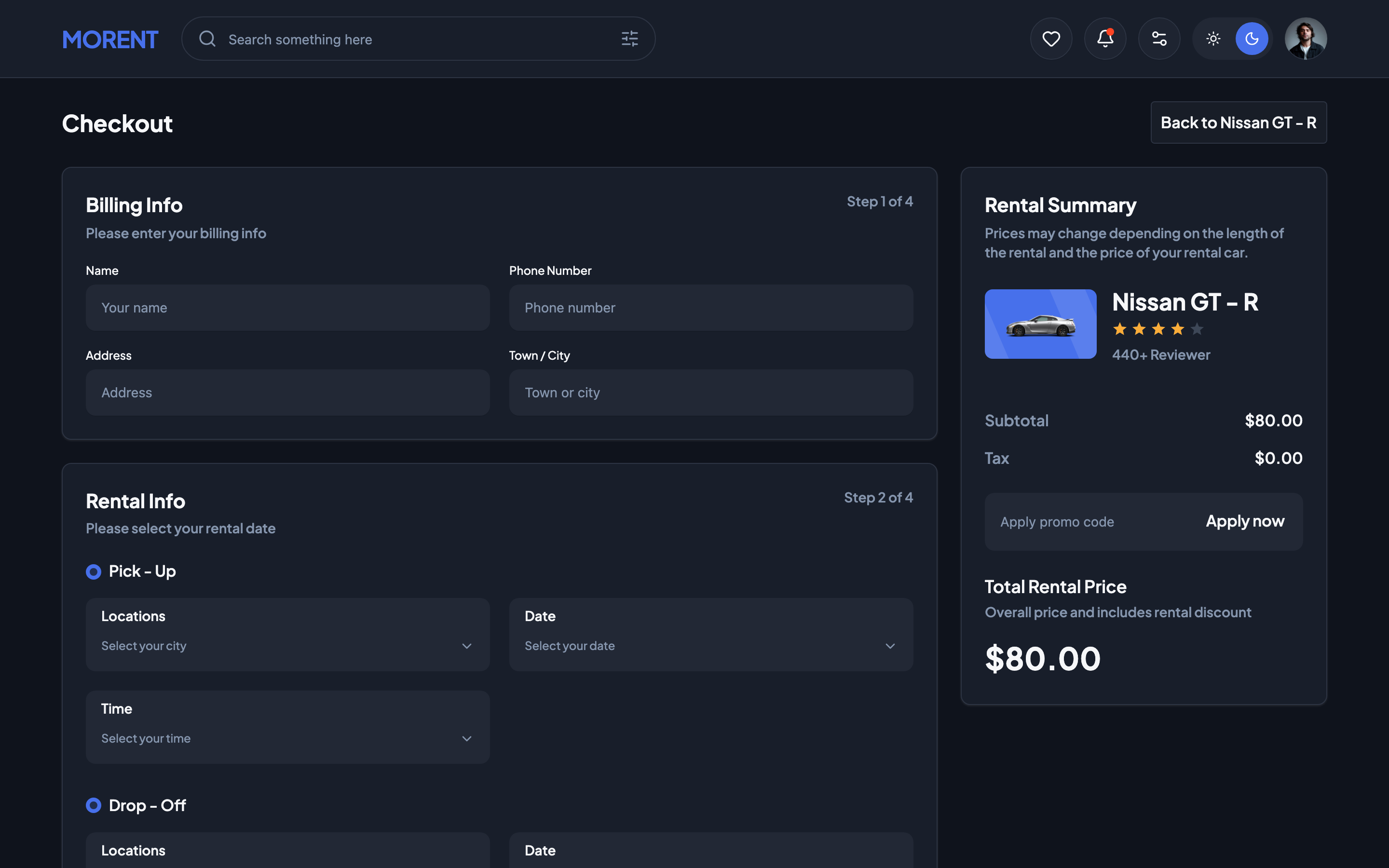 Morent web app template preview 7