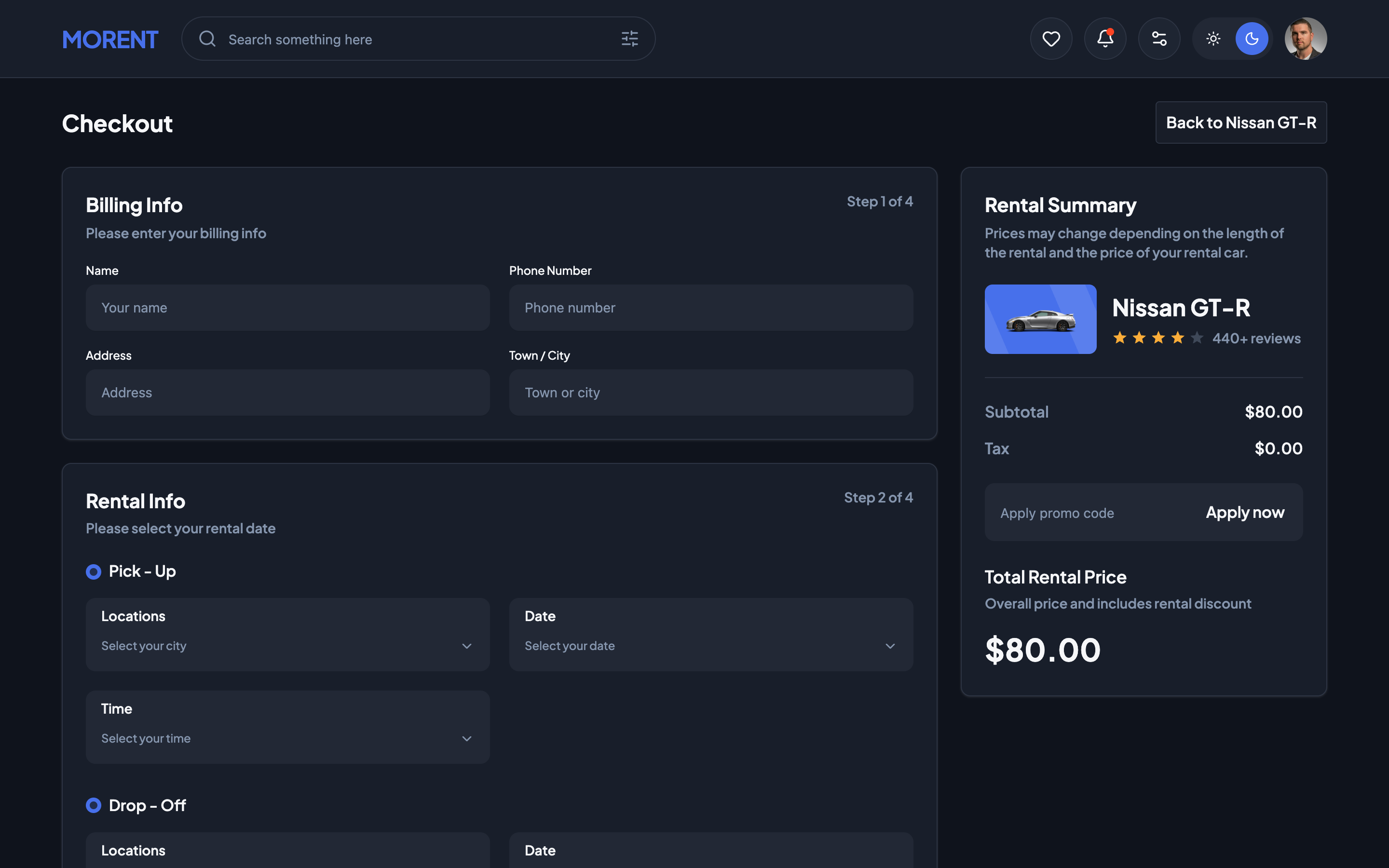 Morent web app template preview 7