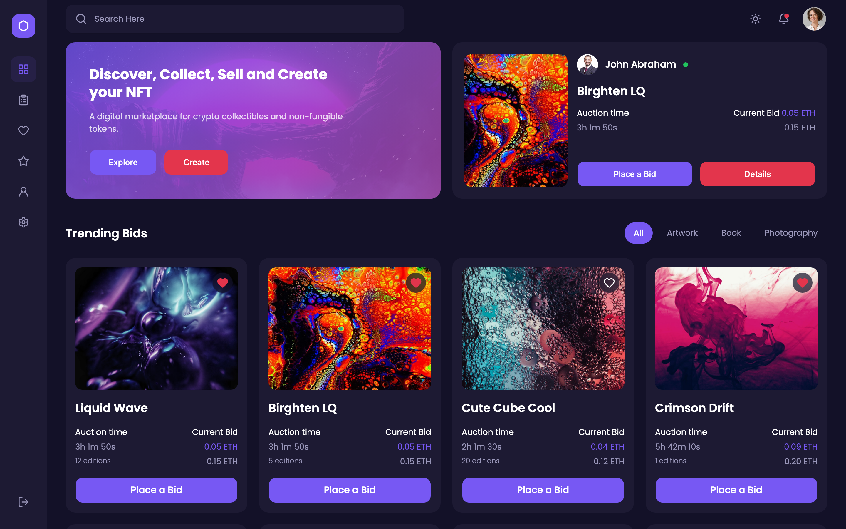 NFT Marketplace web app template preview