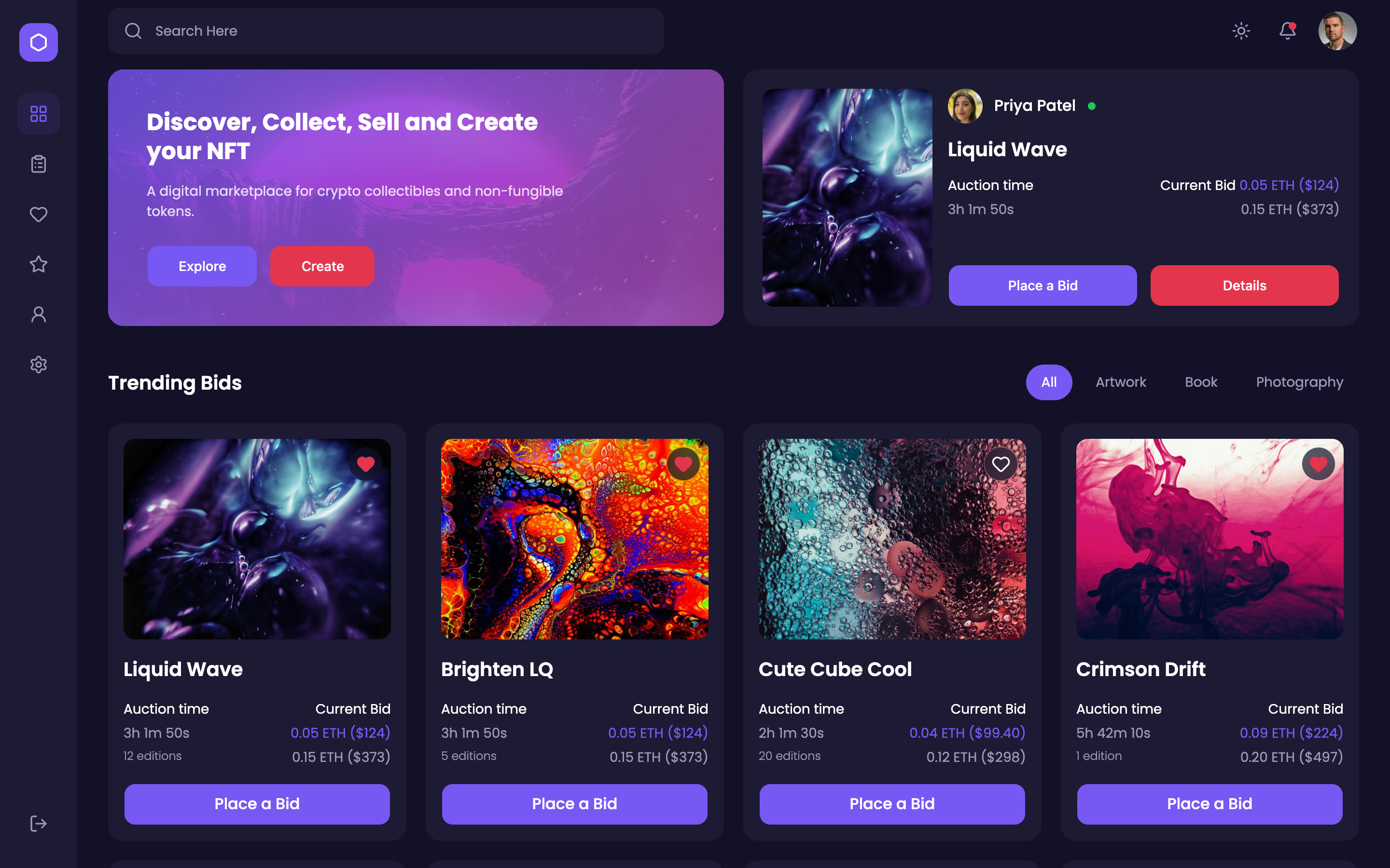 NFT Marketplace web app template preview