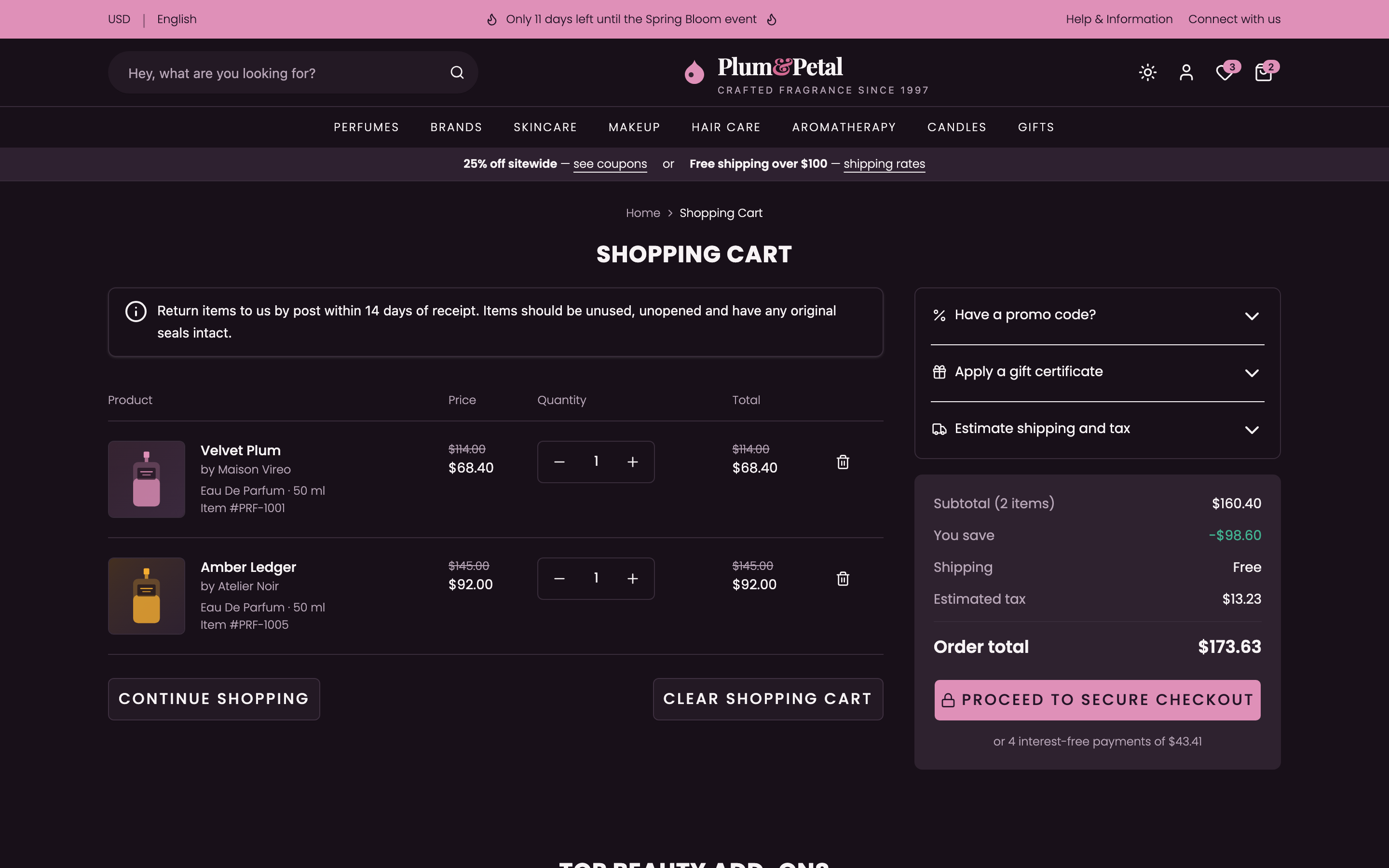 Plum & Petal Fragrance Store web app template preview 5
