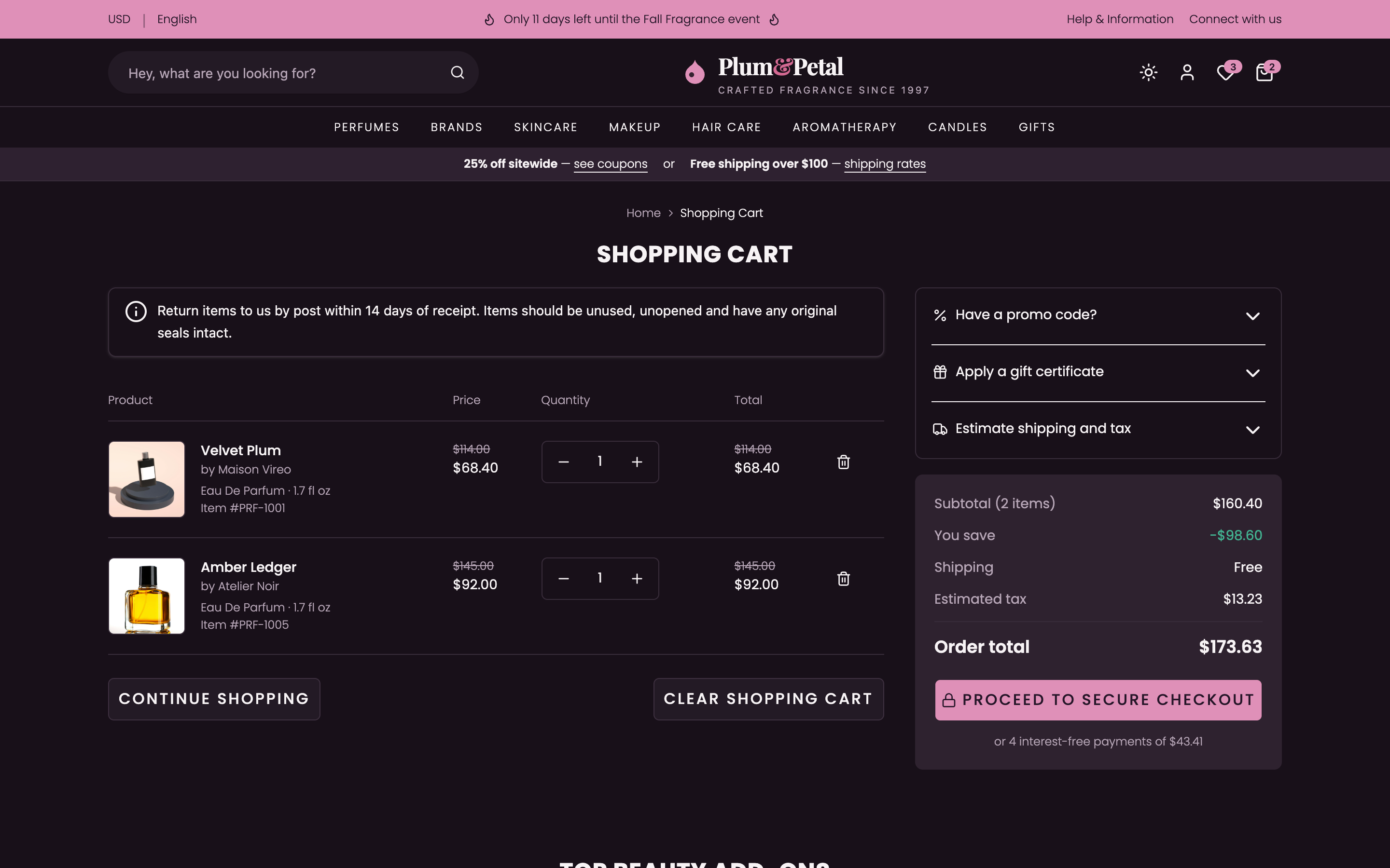 Plum & Petal Fragrance Store web app template preview 5