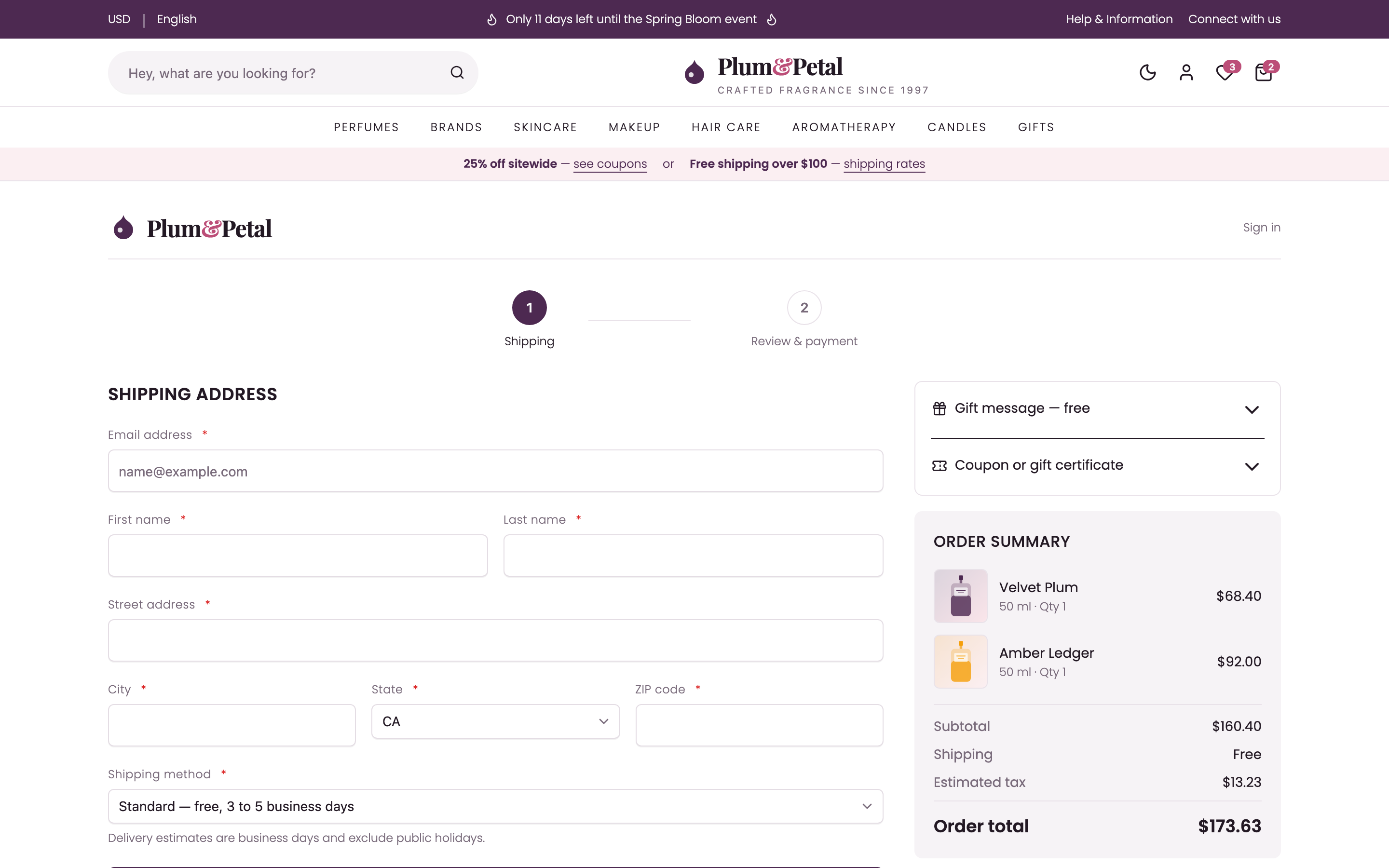 Plum & Petal Fragrance Store web app template preview 2