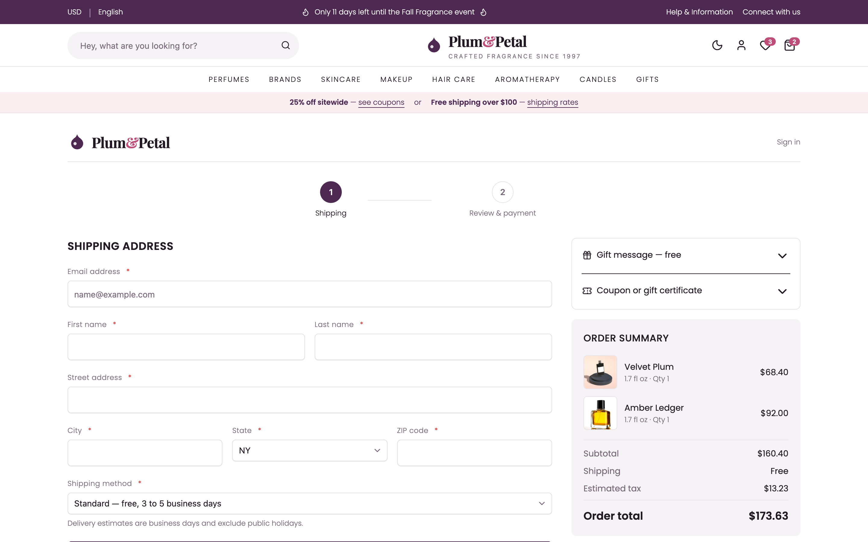Plum & Petal Fragrance Store web app template preview 2