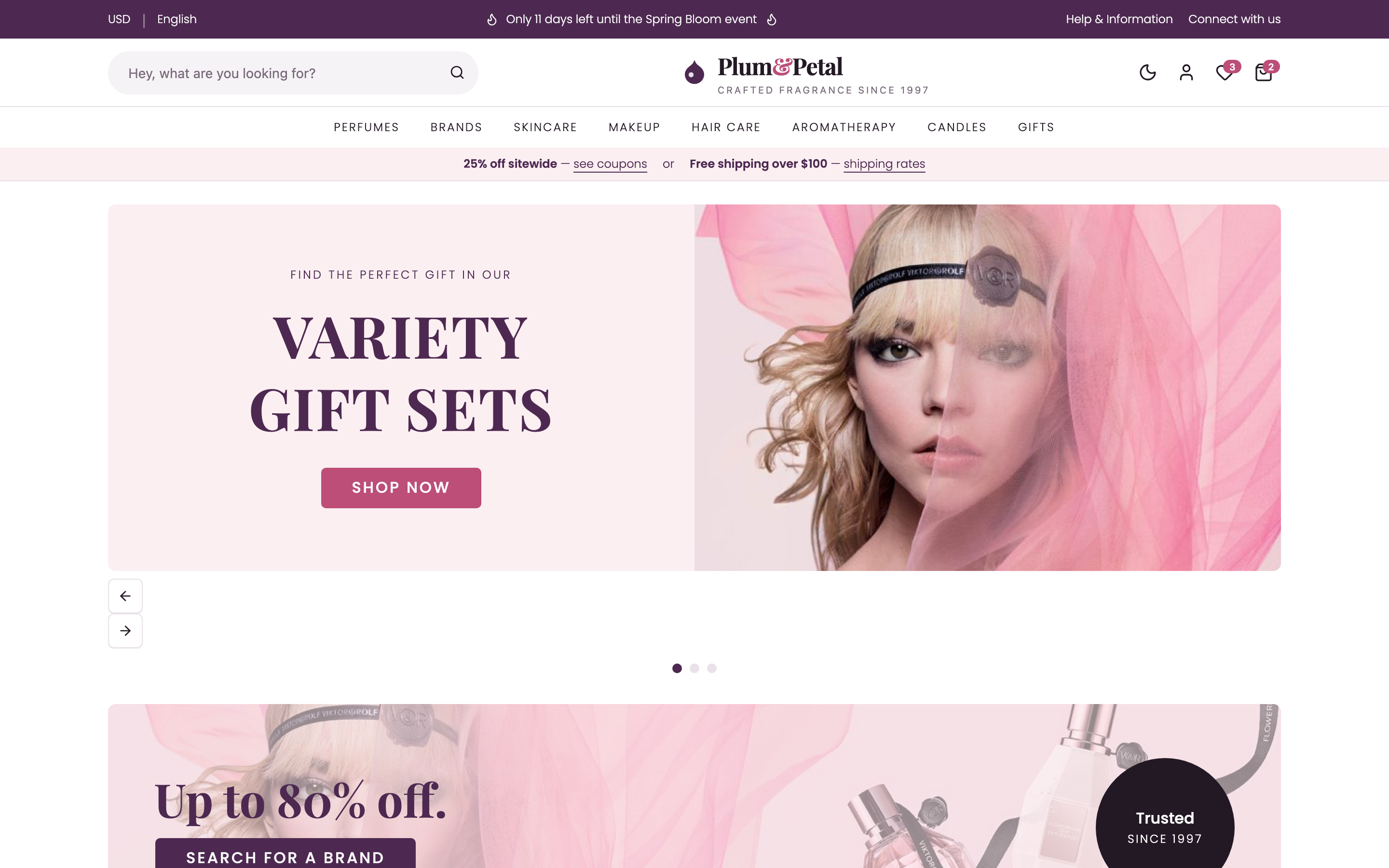 Plum & Petal Fragrance Store web app template preview