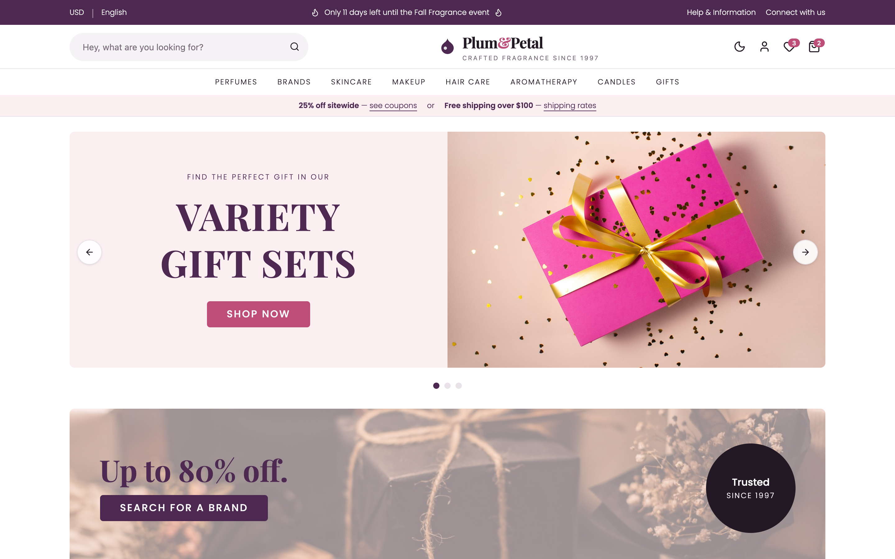 Plum & Petal Fragrance Store web app template preview
