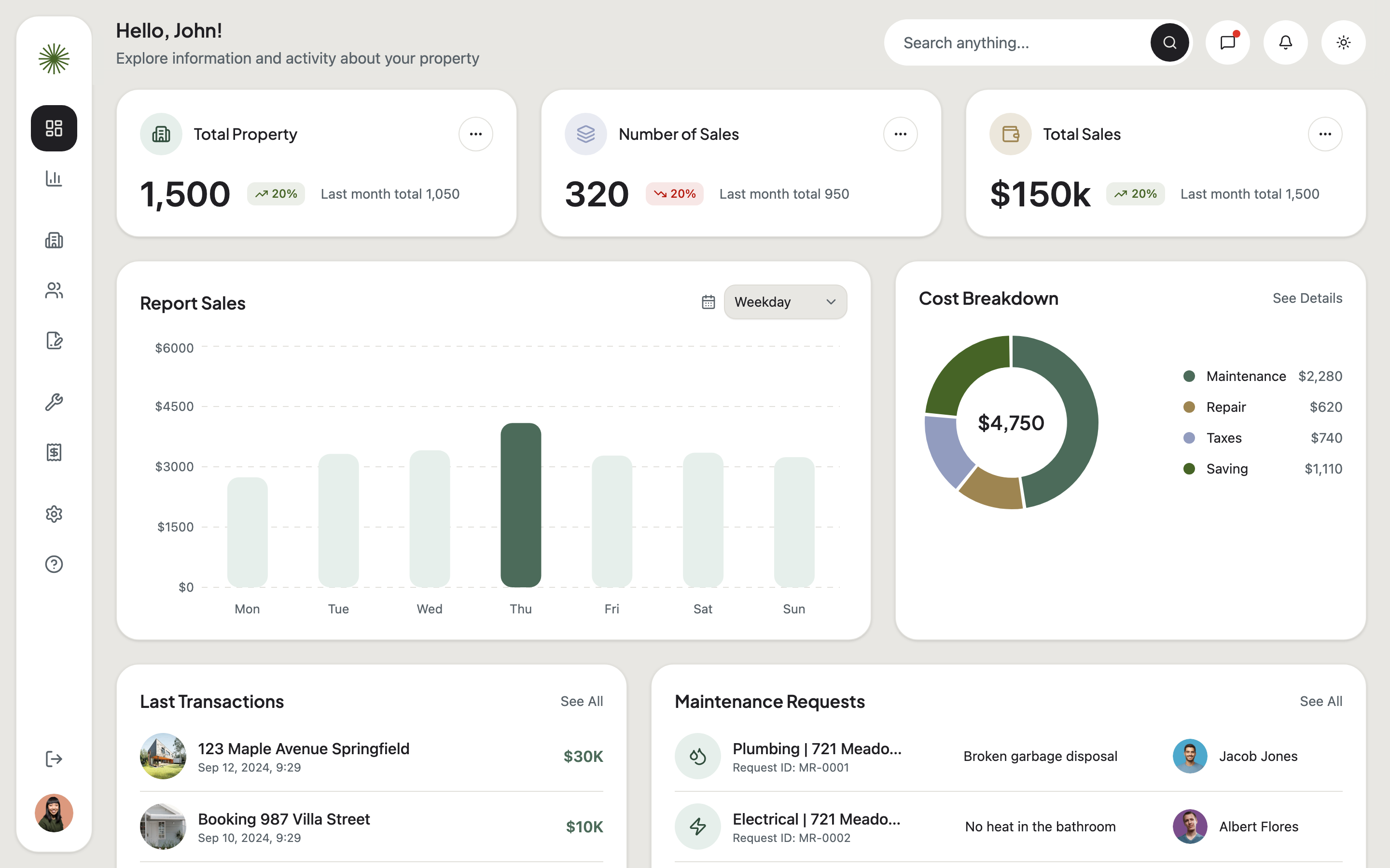 Propora Property Management web app template preview