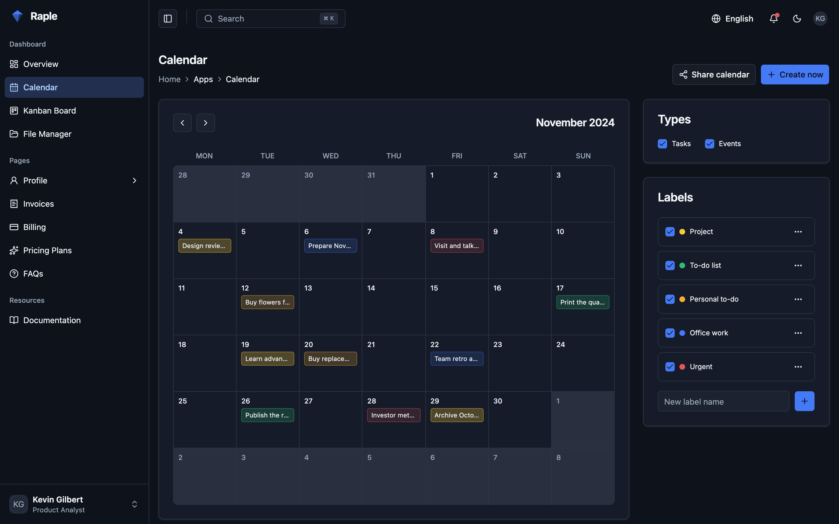 Raple Analytics Suite web app template preview 5