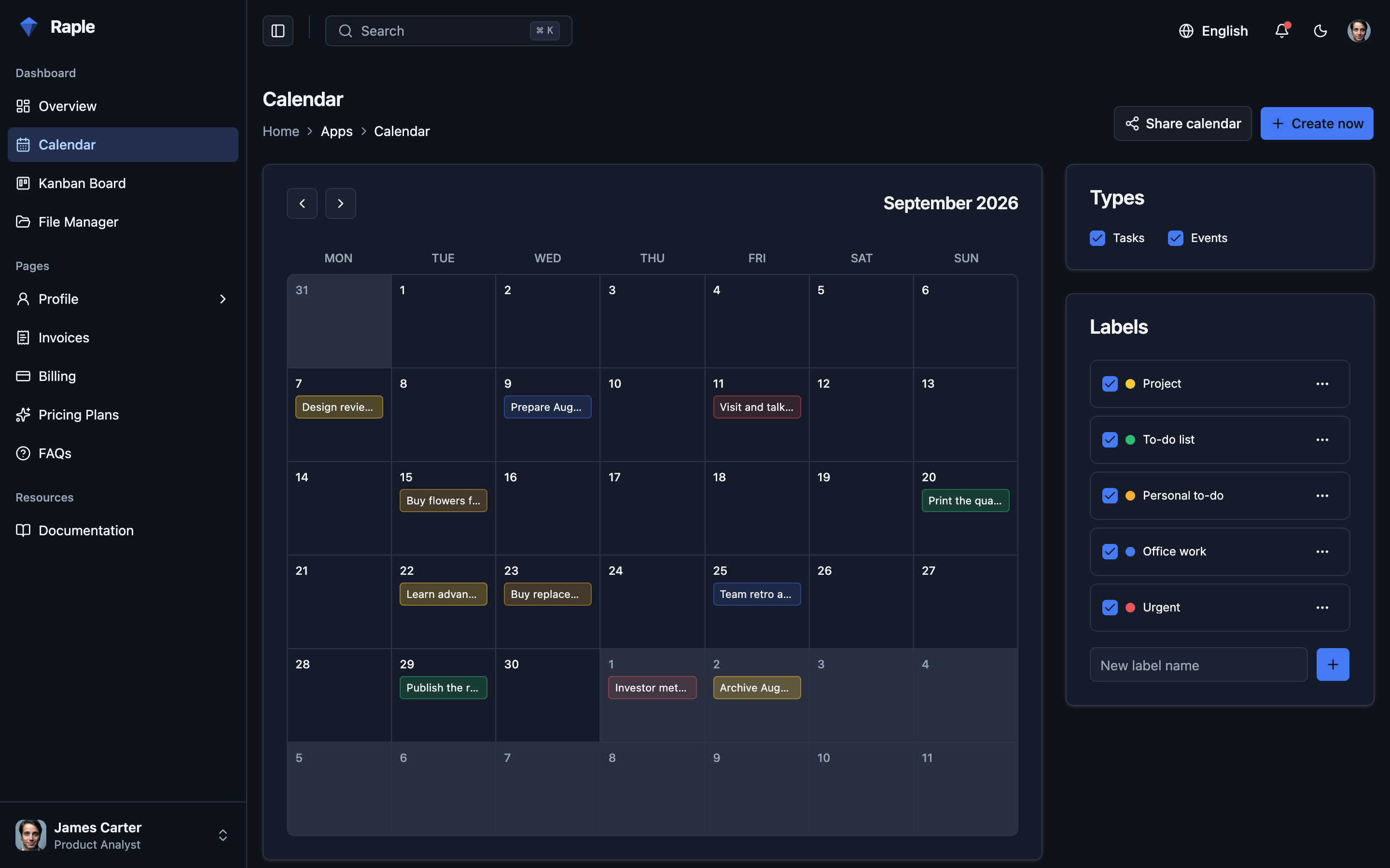 Raple Analytics Suite web app template preview 5