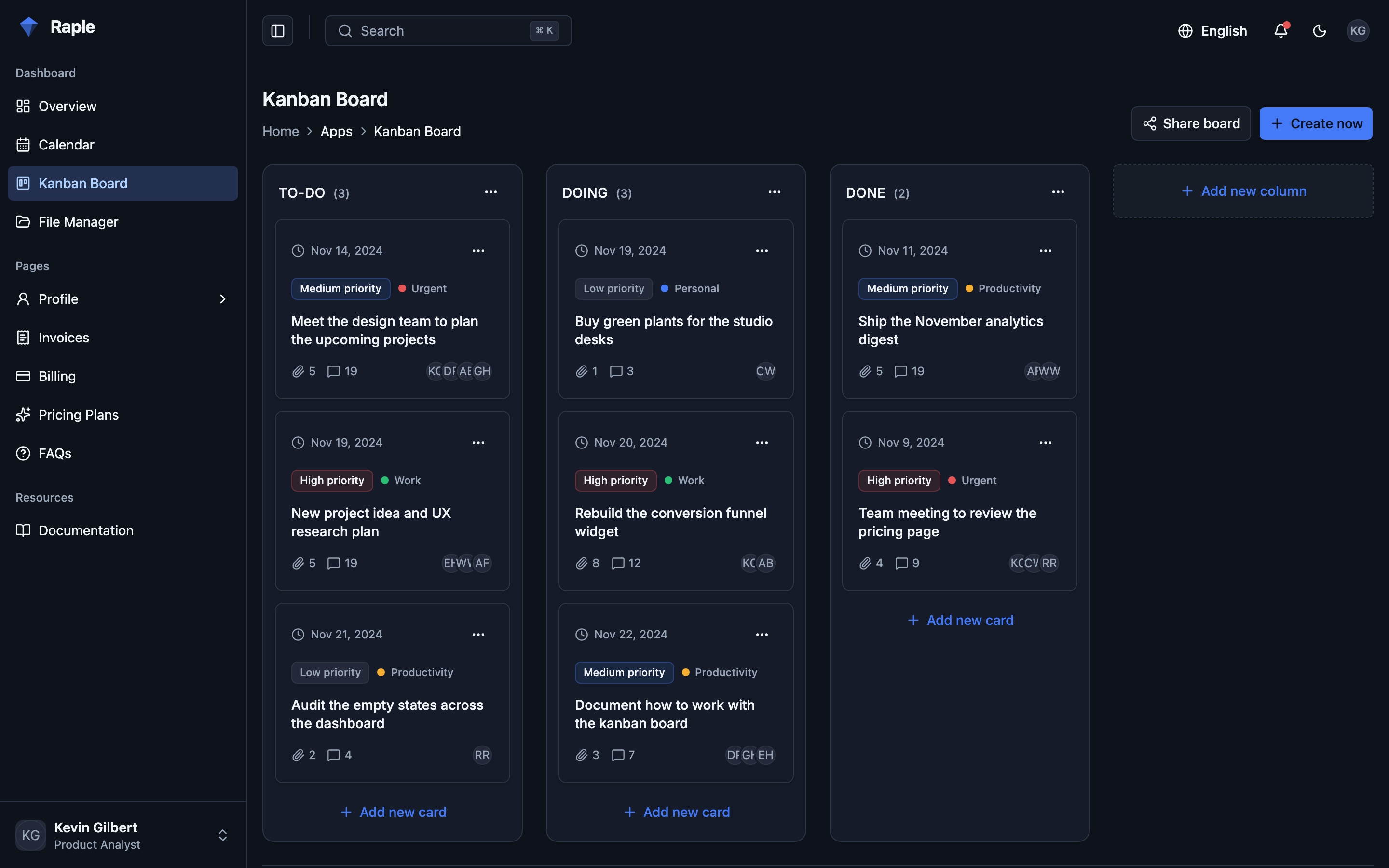 Raple Analytics Suite web app template preview 7