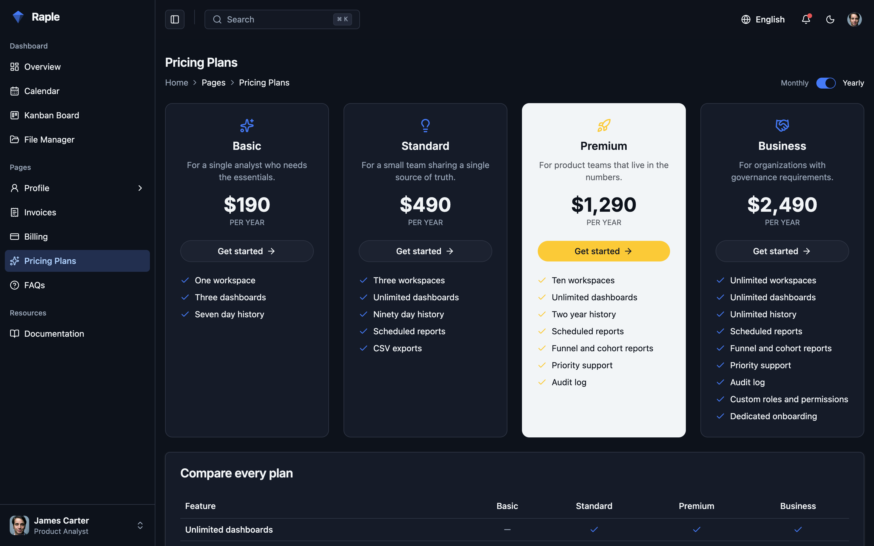 Raple Analytics Suite web app template preview 8