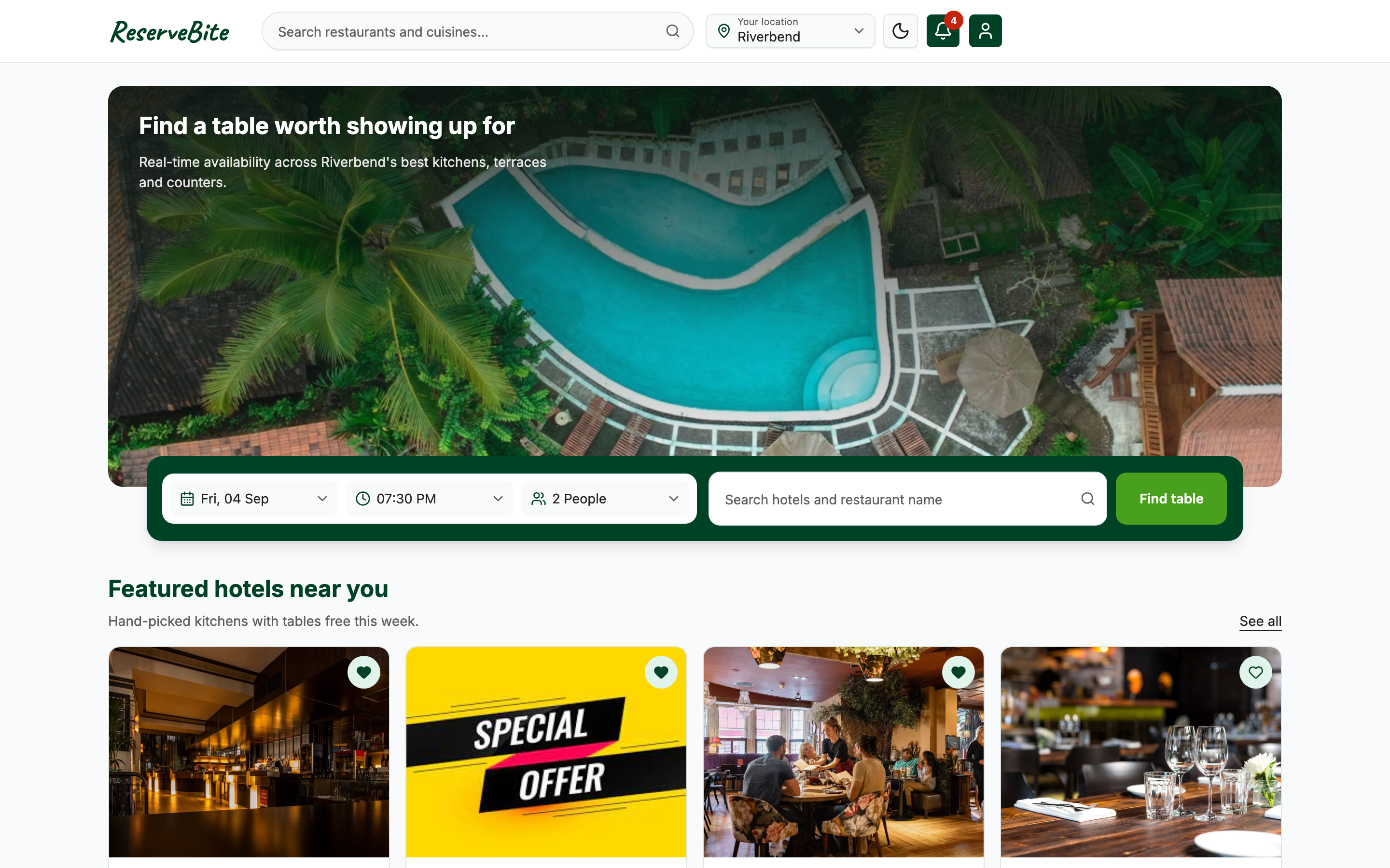 ReserveBite web app template preview