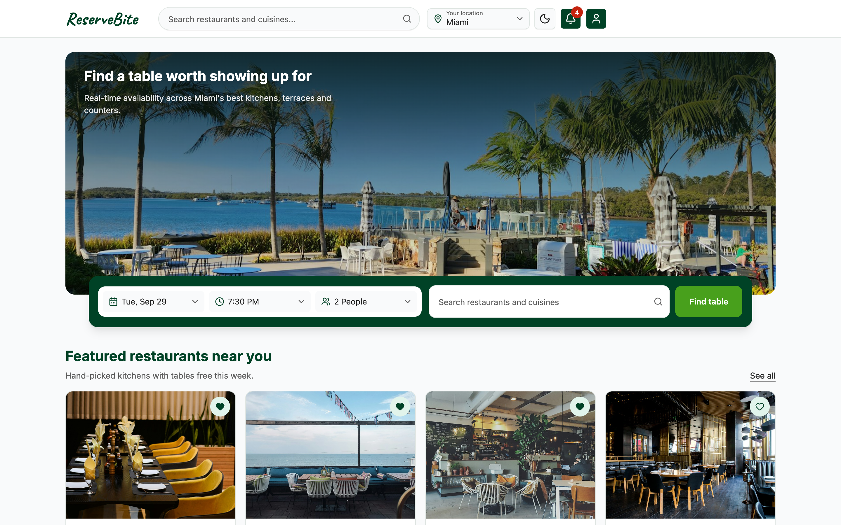 ReserveBite web app template preview