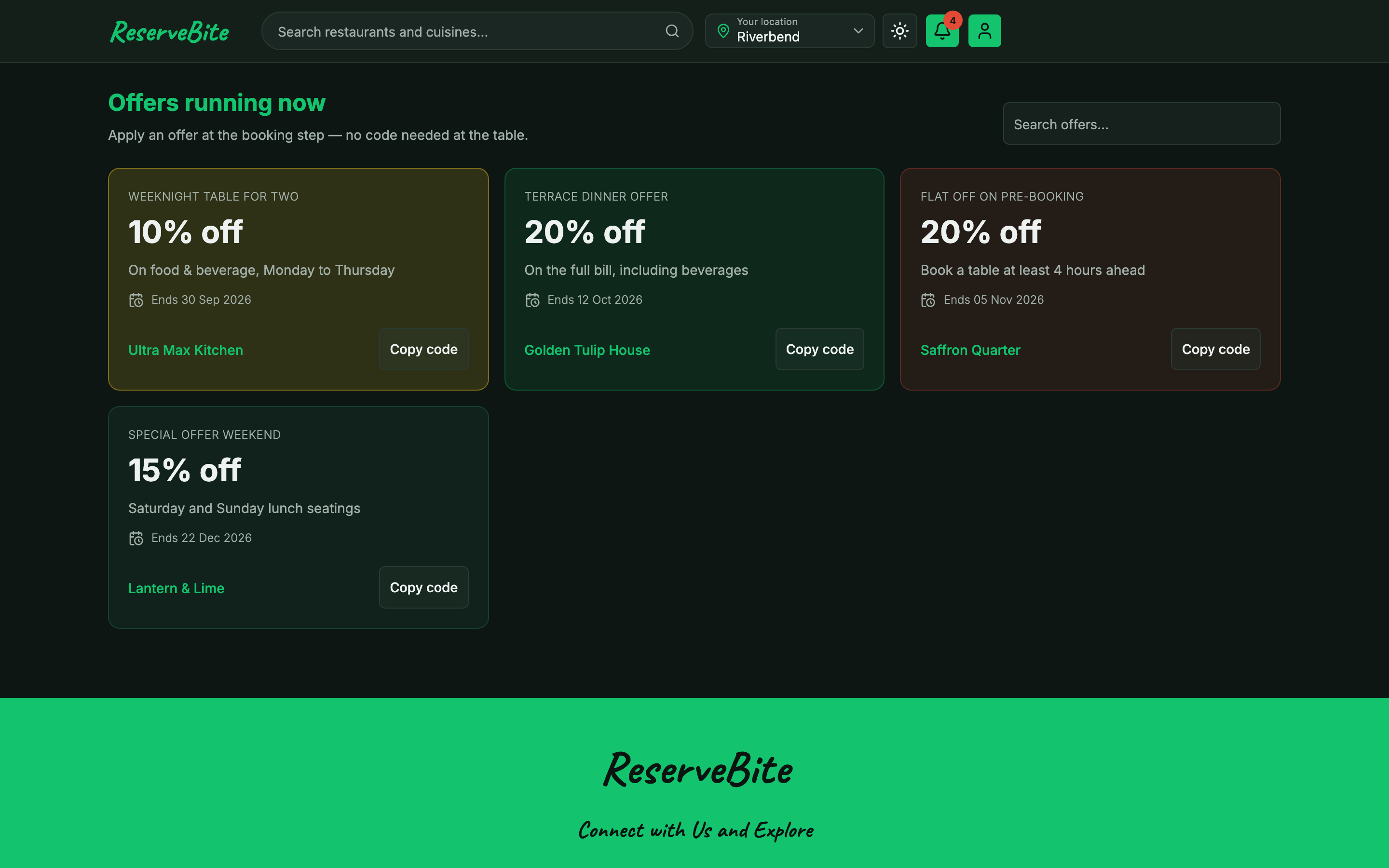 ReserveBite web app template preview 4