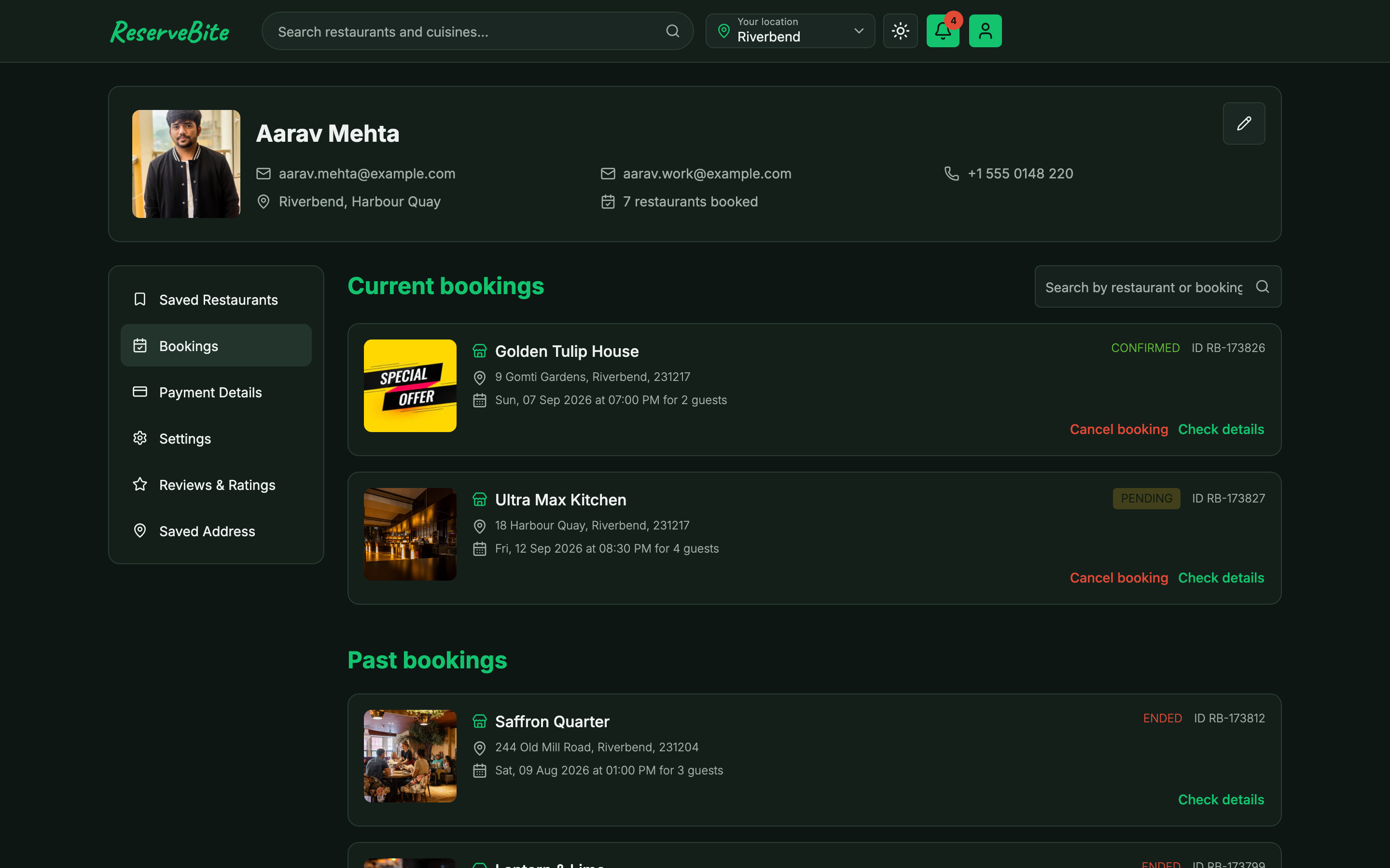 ReserveBite web app template preview 5