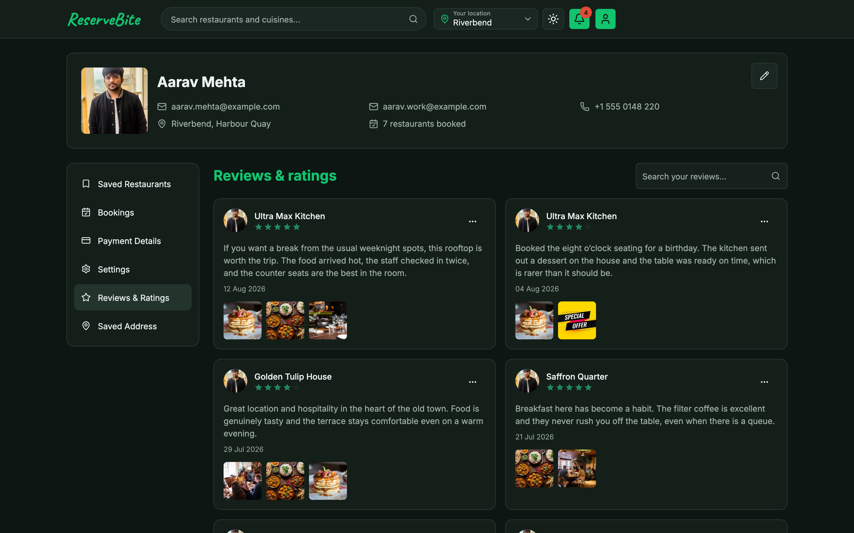 ReserveBite web app template preview 6